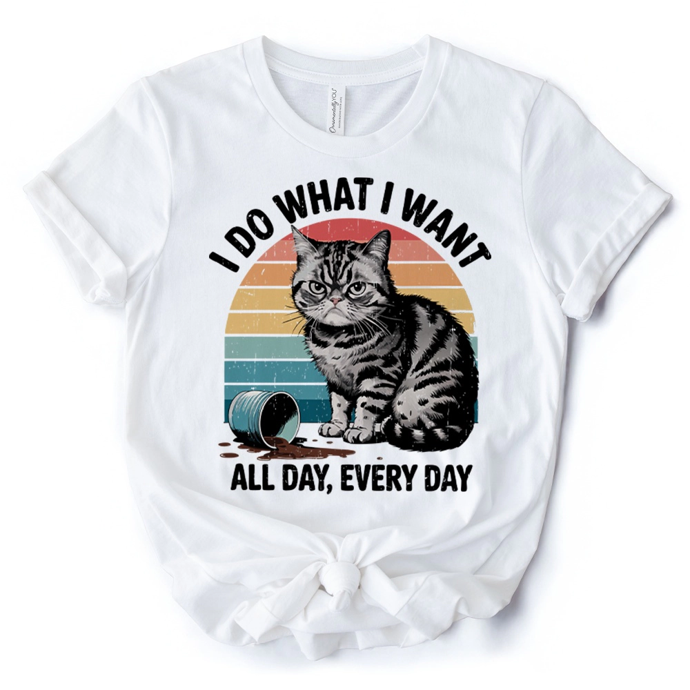 OrnamentallyYou Unisex I Do What Want Cat Retro T-Shirt