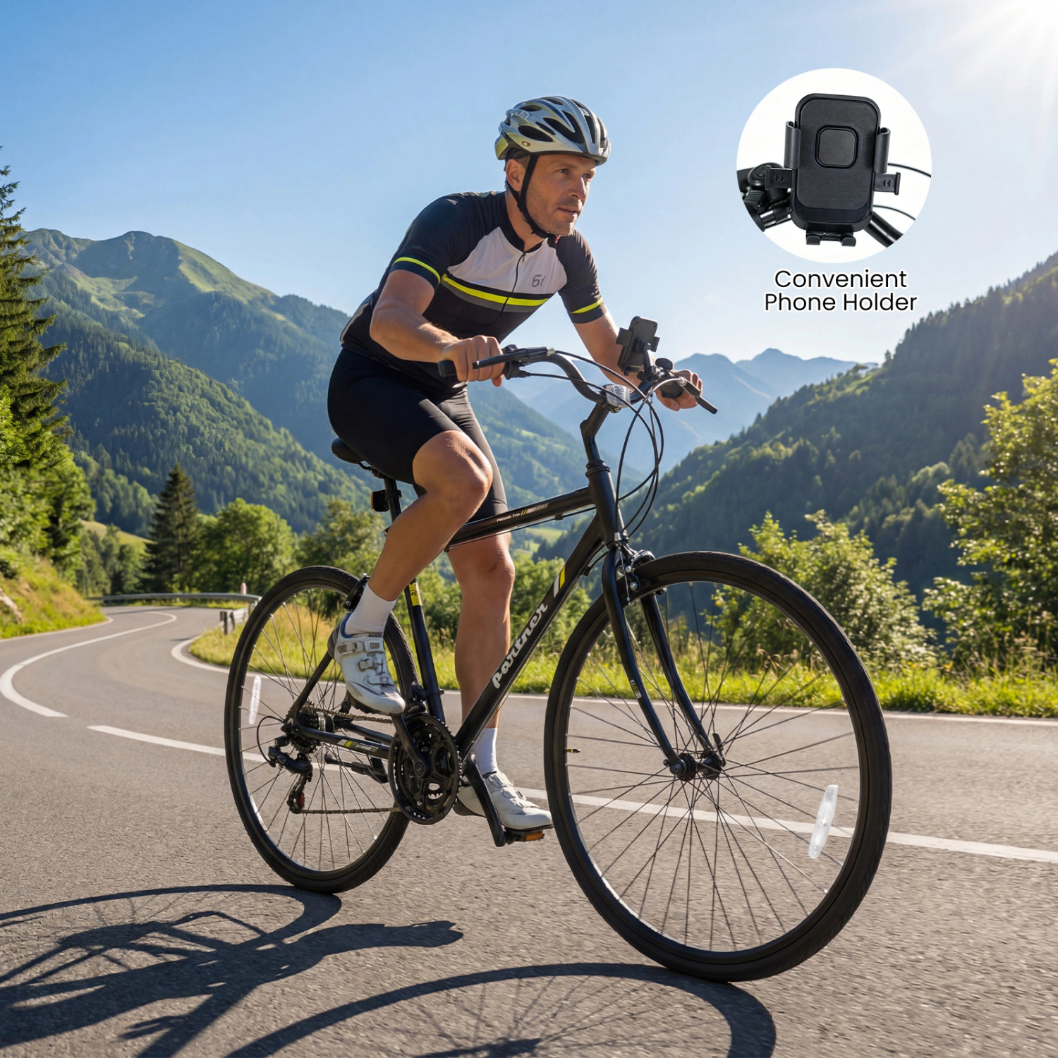 LJG 700C Hybrid Bike for Adult with 18-Speed Shimano Drivetrain and Phone Holder