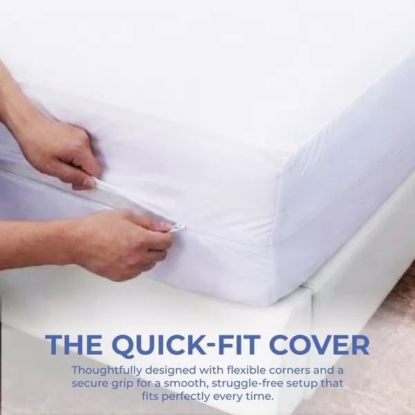 Comfety Waterproof Mattress Encasement, Zippered Mattress Protector Breathable Noiseless Hypoallergenic