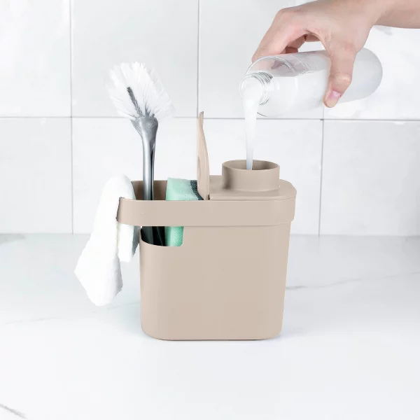 OU 22oz Soap Dispenser w/ Sponge & Dish Brush Holder Organizer Drainage, Pump Compatible Gel Soaps