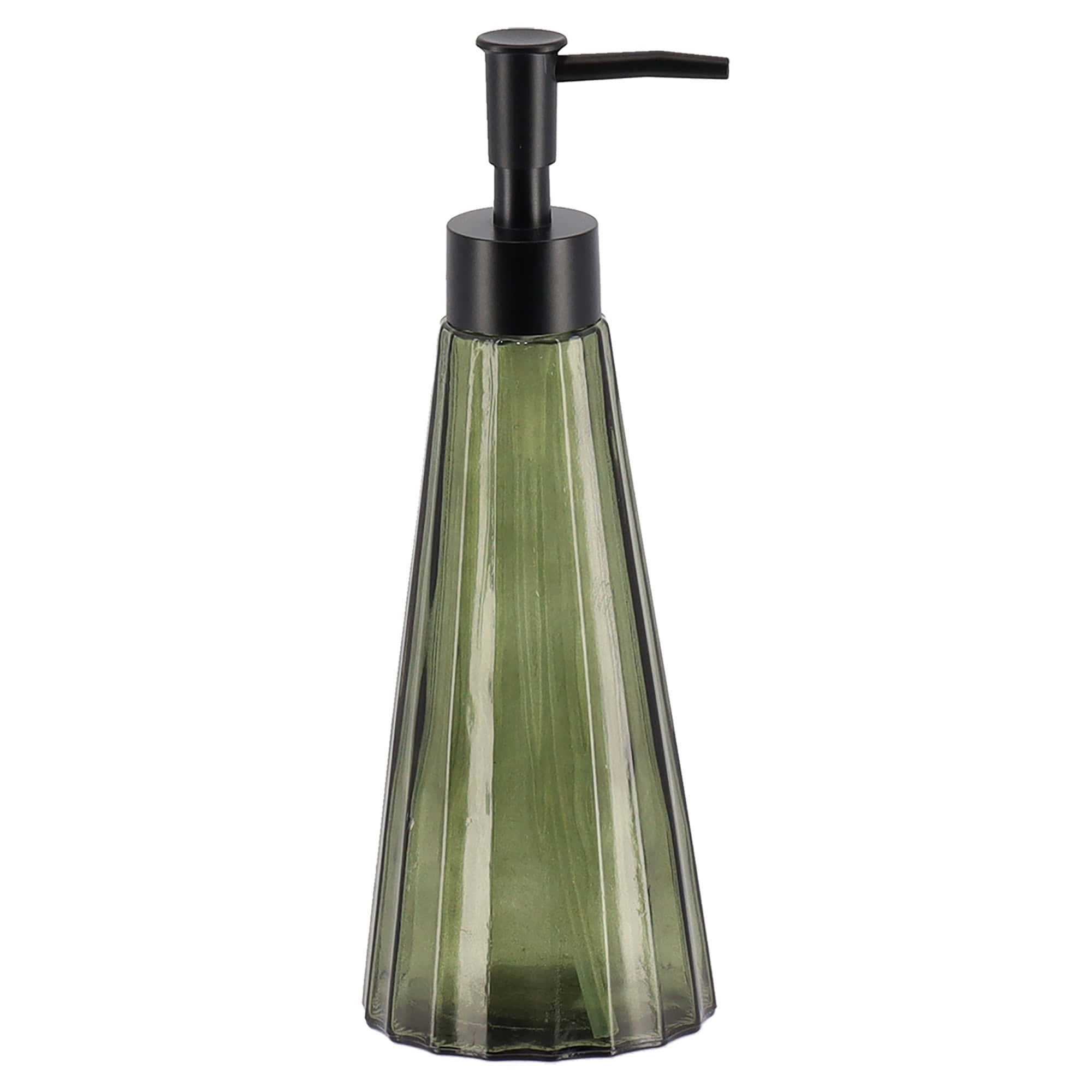 Evideco Faceted Glass Soap Dispenser with Matte Black Pump, 10 oz.