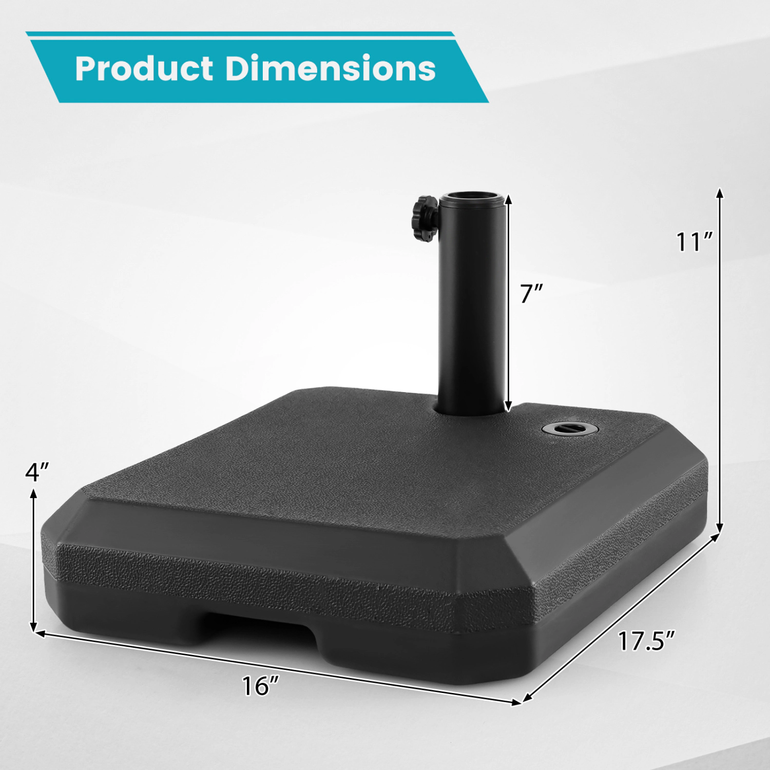 Slickblue Compact Half Umbrella Base 17.5 Inch Fillable Water Sand Weighted Patio Corner Stand