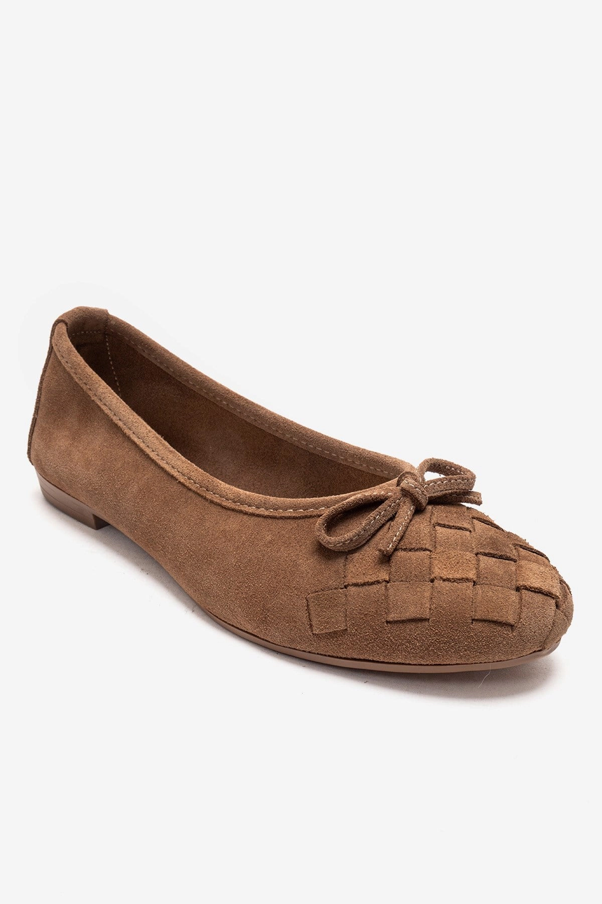 Forever & Always Womens Nopos Leather Cap Toe Ballet Flats