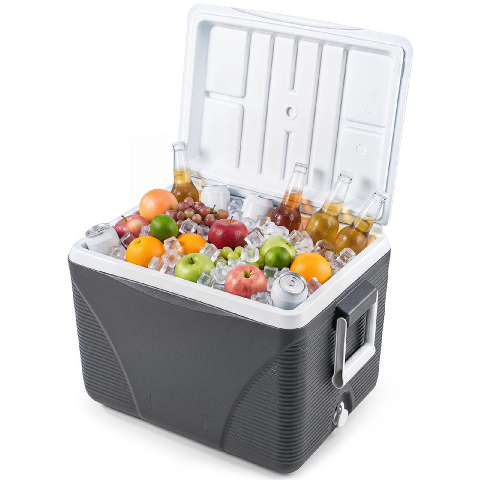 SUGIFT 43.3-Quart Black Hard Side Cooler with Grip Handles and 4 Cup Holders 22-in W 15.5-in D 16-in H