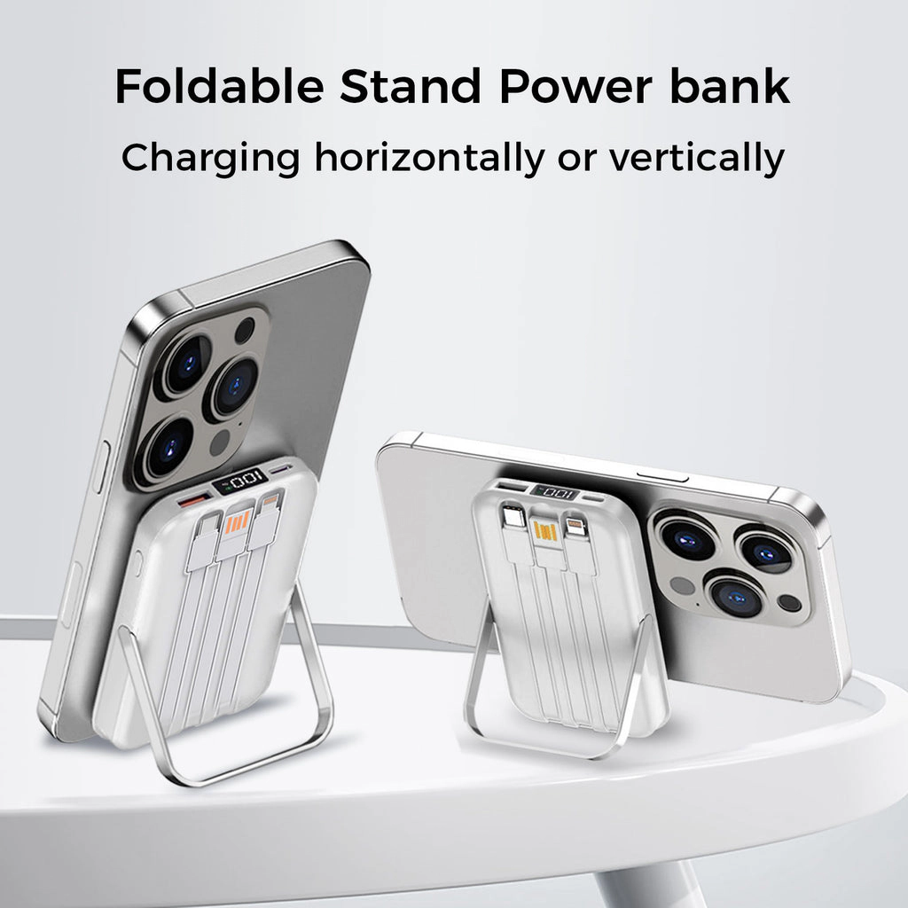 Alpha Digital 10,000mAh, 3 Cables, Magnetic Wireless Charging, Phone Stand - Power Bank