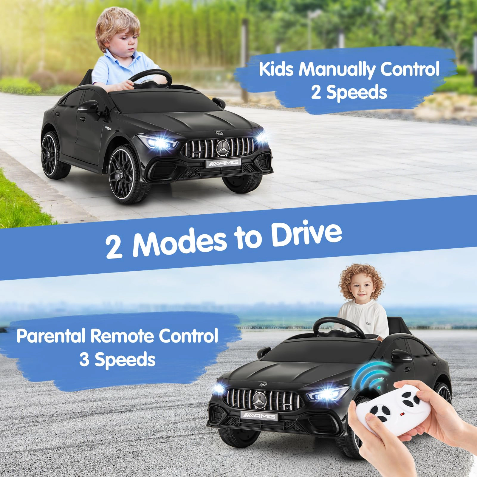 Glintex 12V Kids Ride-On Car with a Rocking Mode and Transport Wheels