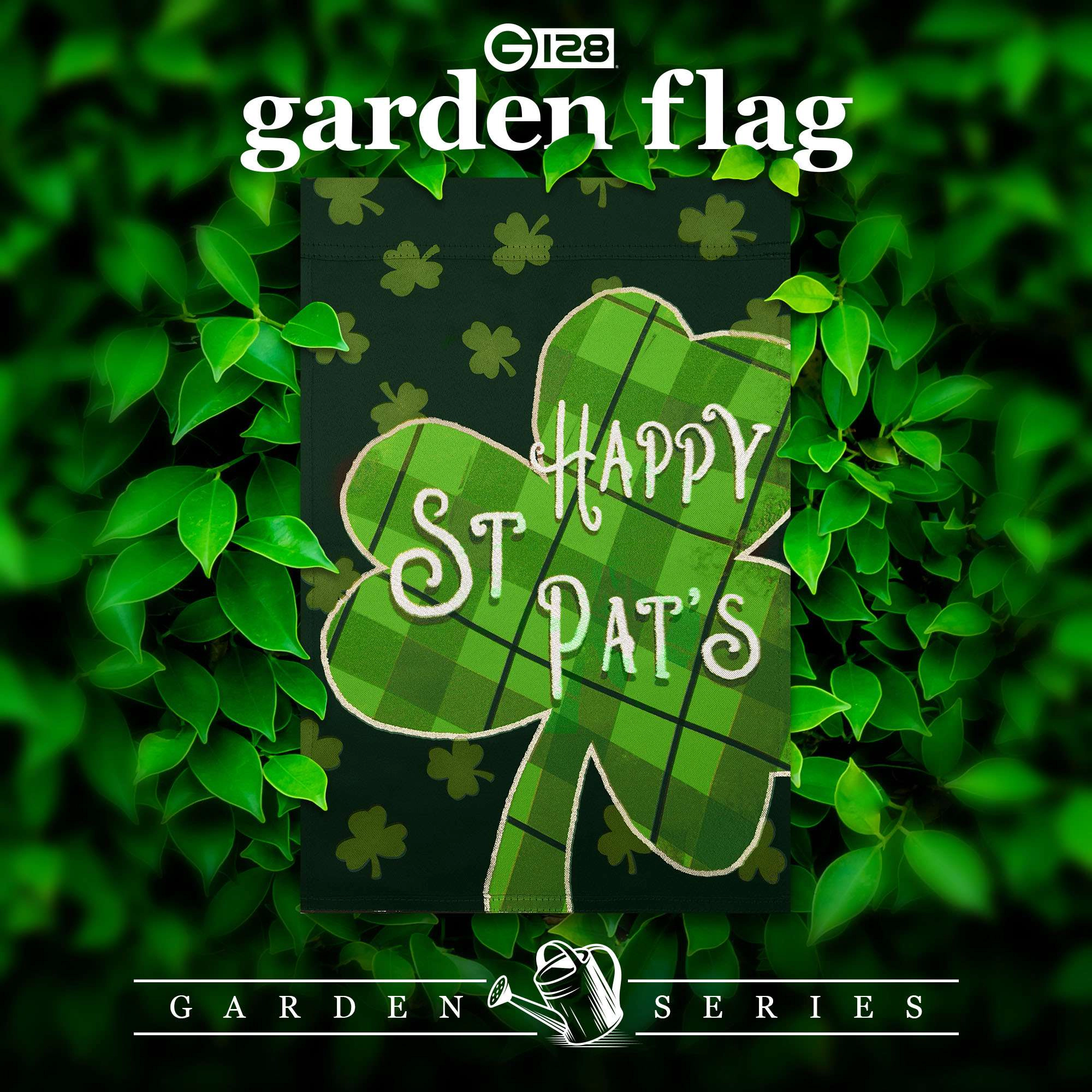 G128 12x18 in Double-Sided Plaid Shamrock Garden Flag - St. Patrick's Day Outdoor Decoration