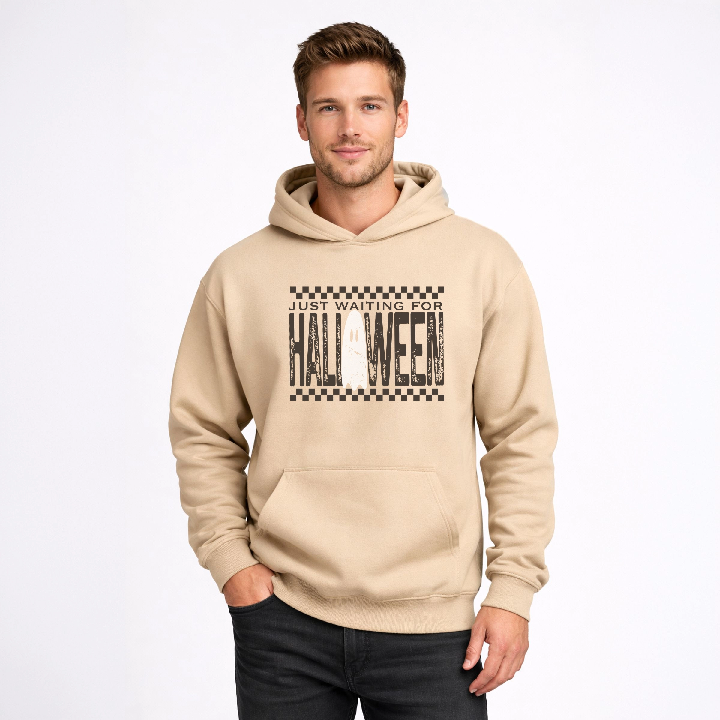 Simply Sage Market - Men's Graphic Hoodie Just Waiting For Halloween Checkered