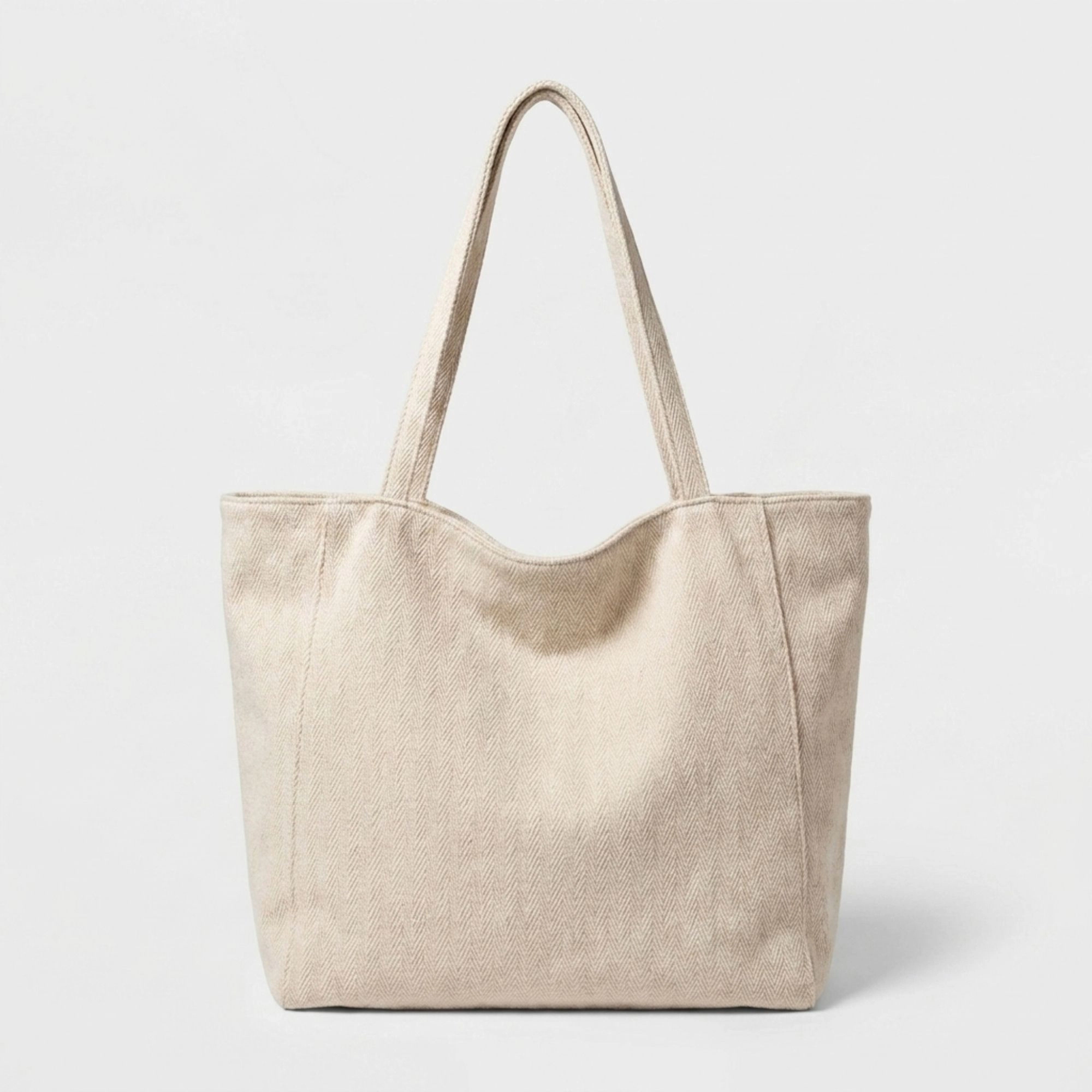 Alilang Women's Herringbone Tote Bag with Shoulder Handles and Inner Pocket, Beige