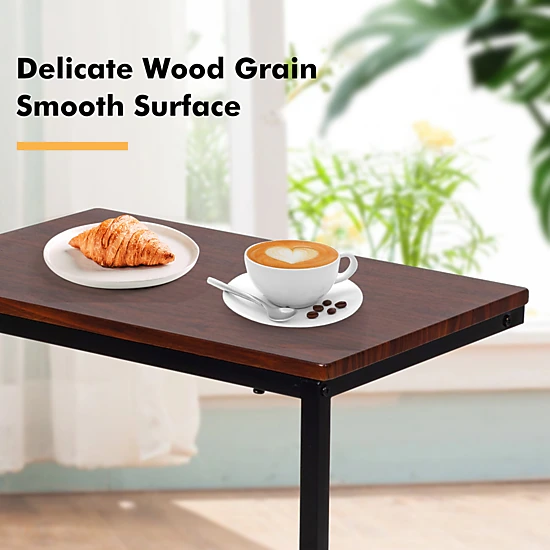 SUGIFT L-Shaped Beside Sofa Laptop Holder End Table 26-in Tall 250-lb Capacity Brown Dark Brown Steel MDF 1-Piece