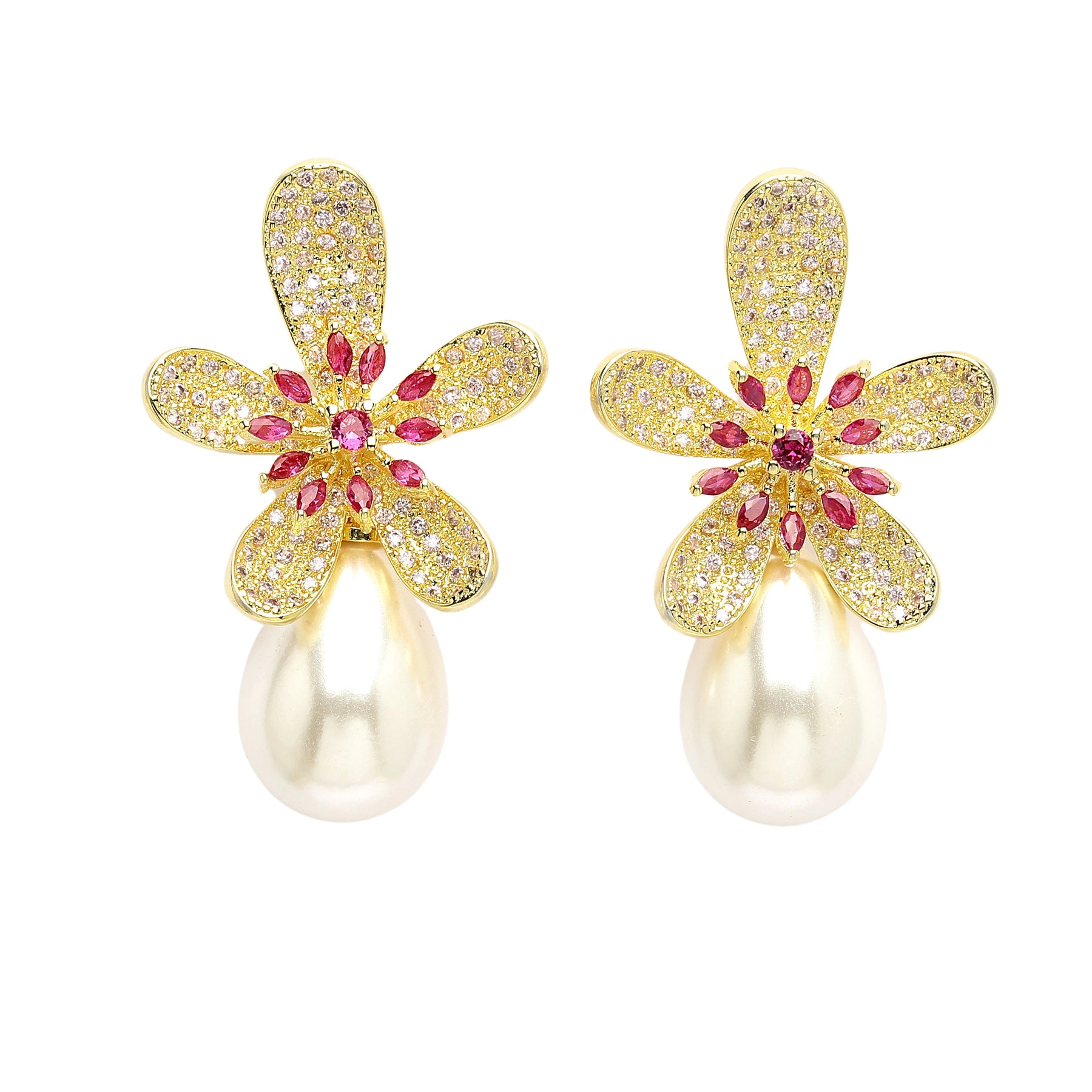 AGP PARIS Womens Diva Collection Sparkling Floral Drop Earrings