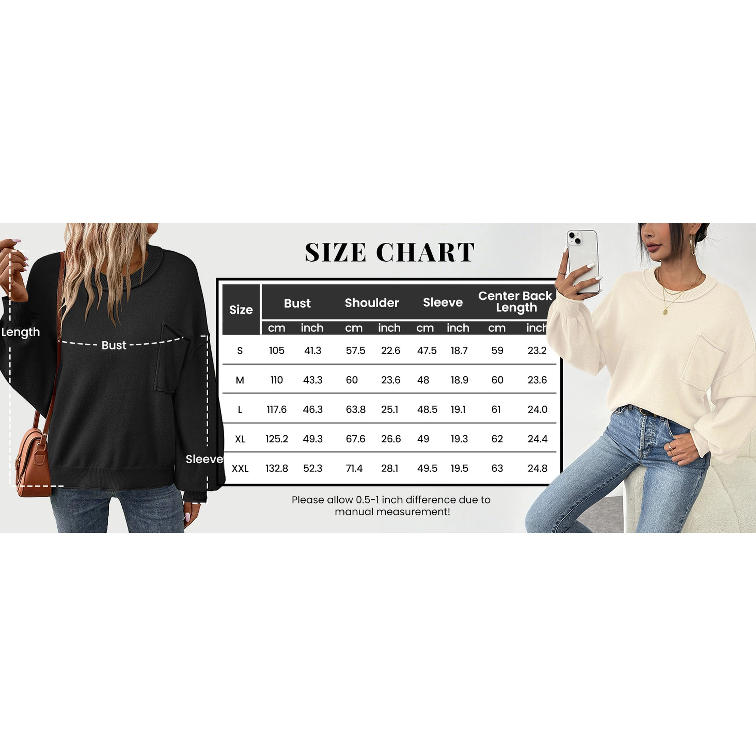 Zeagoo Women's Oversized Lantern Long Sleeve Knitted Pullover