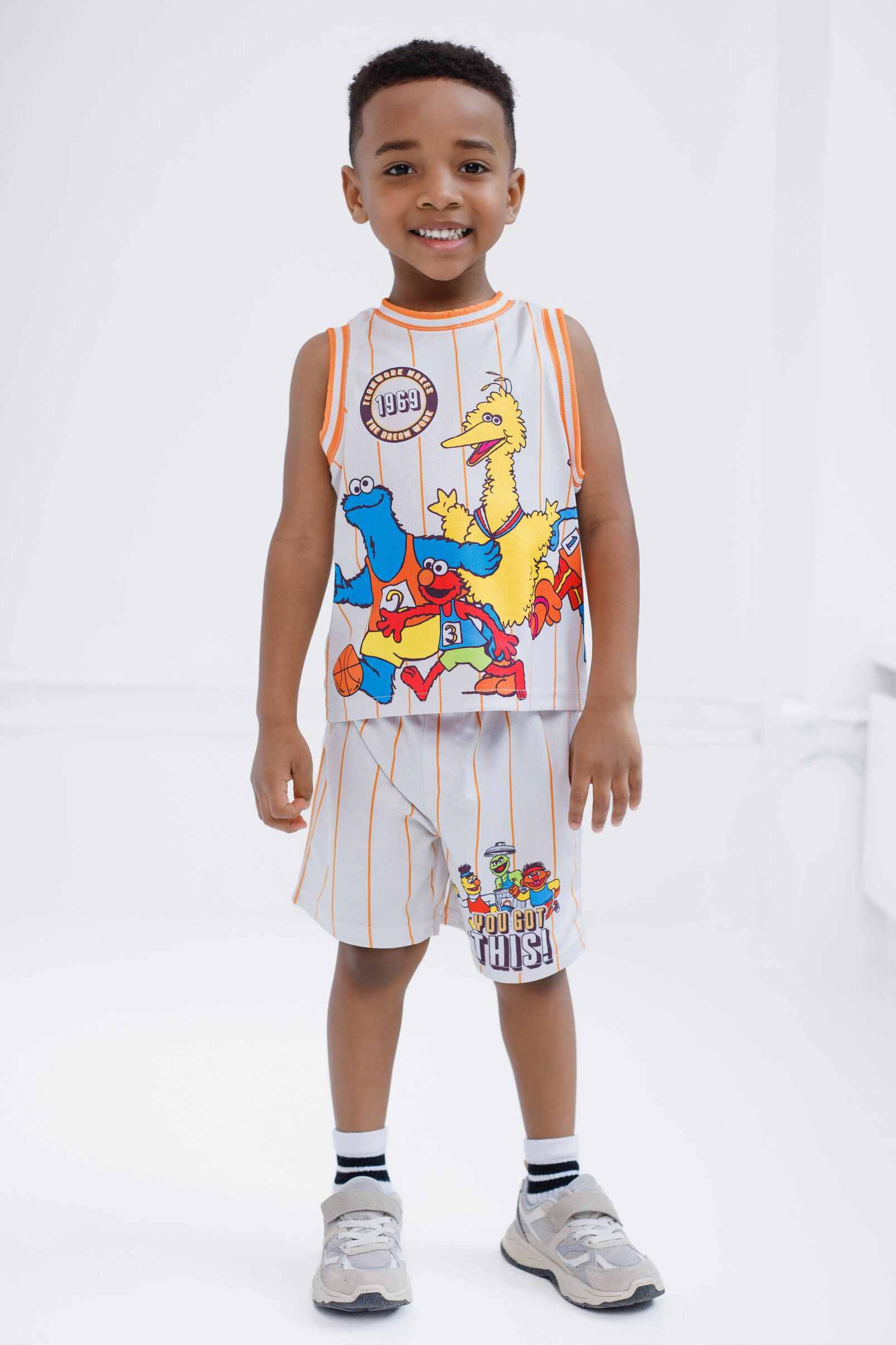 Sesame Street Boys' 2-Piece Athletic Basketball Jersey and Shorts Set