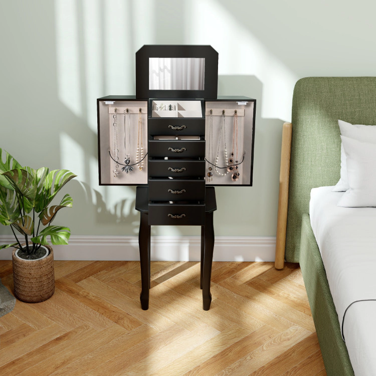 Hivvago Standing Jewelry Box with 4 Drawers and 2 Side Doors