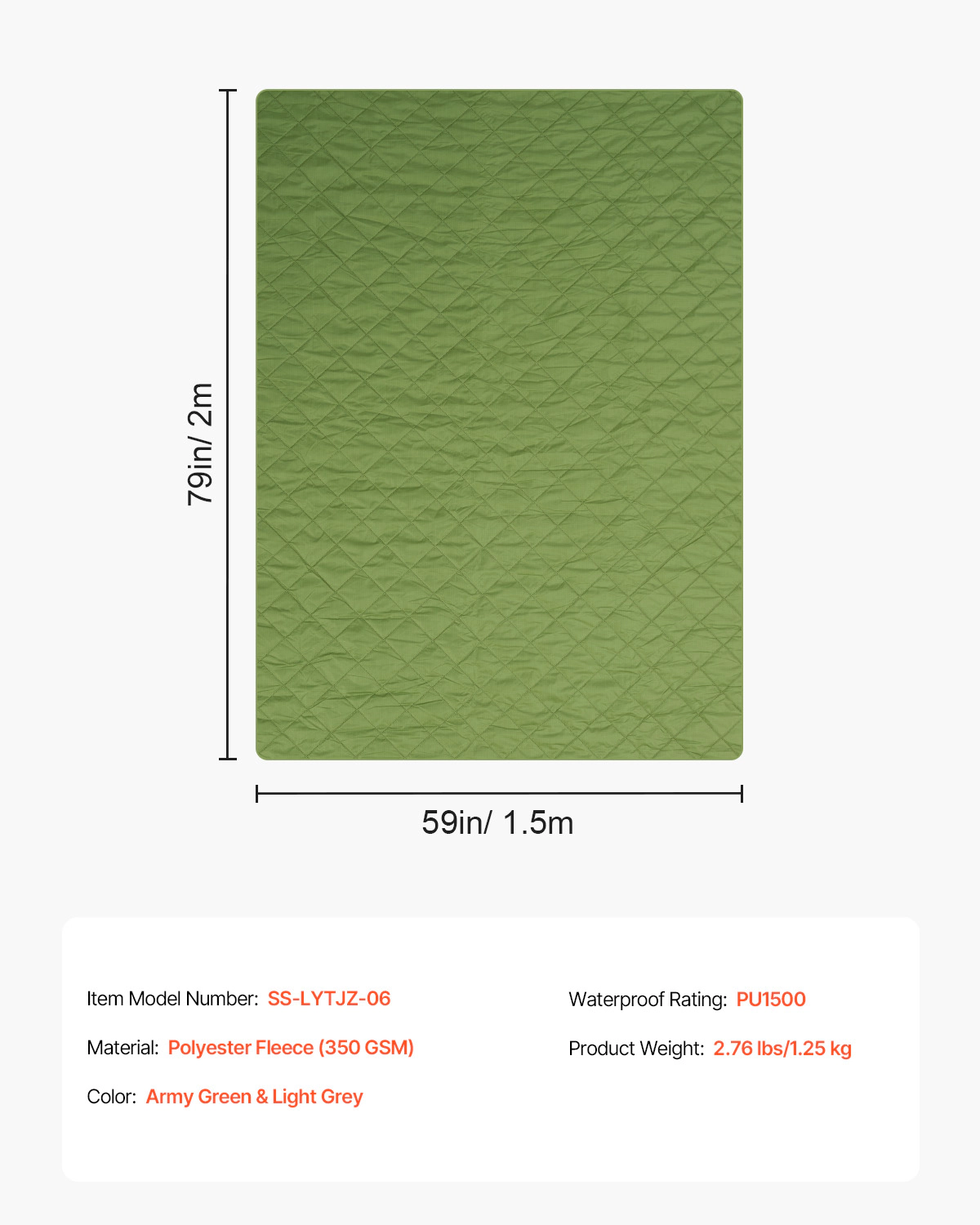 HONGGE Camping Blanket, Large Warm Stadium Waterproof & Windproof, Flame Retardant, Great for Outdoors, Picnics