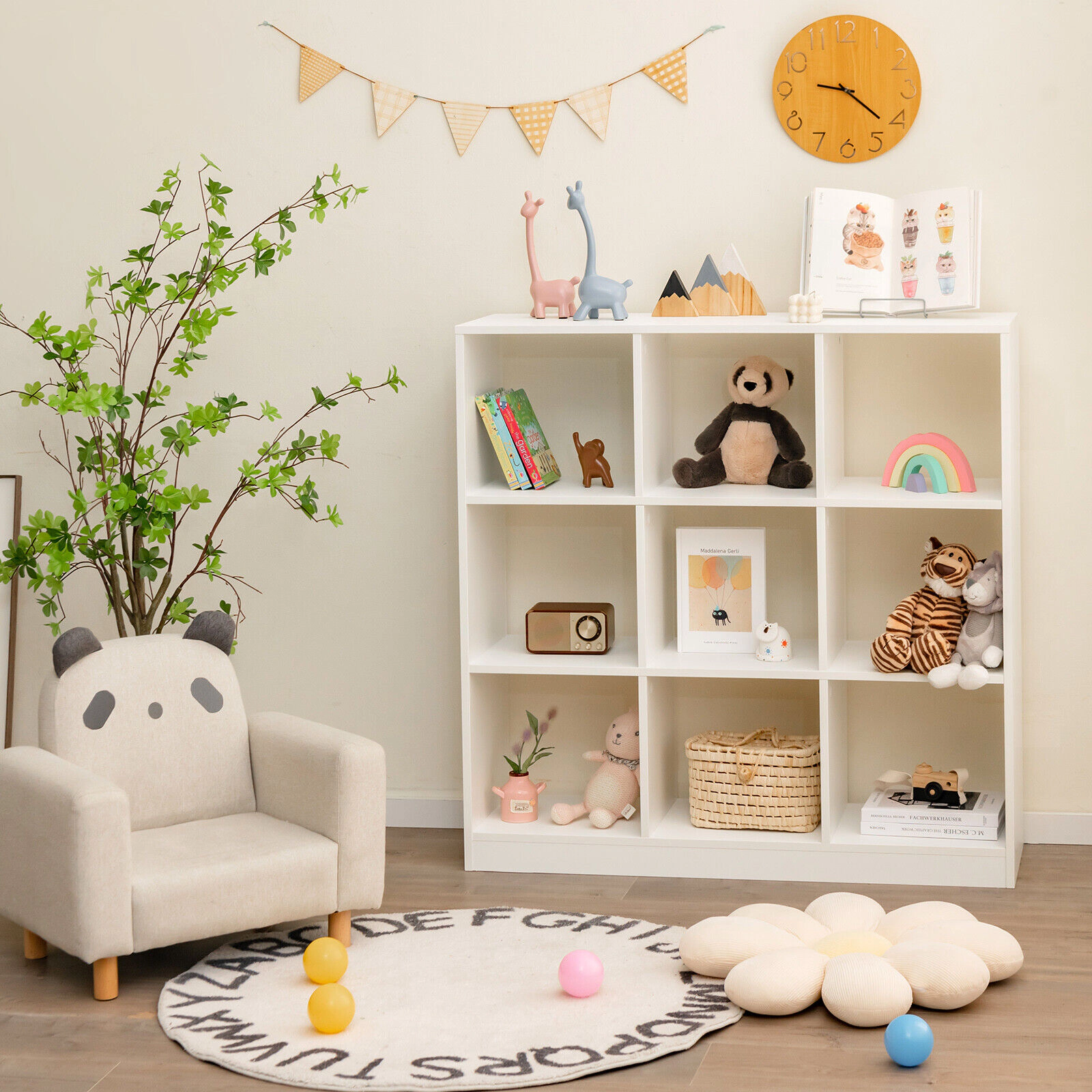 SlickBlue 9 Cube Kids Storage Organizer with 4 Tier Toy Shelf