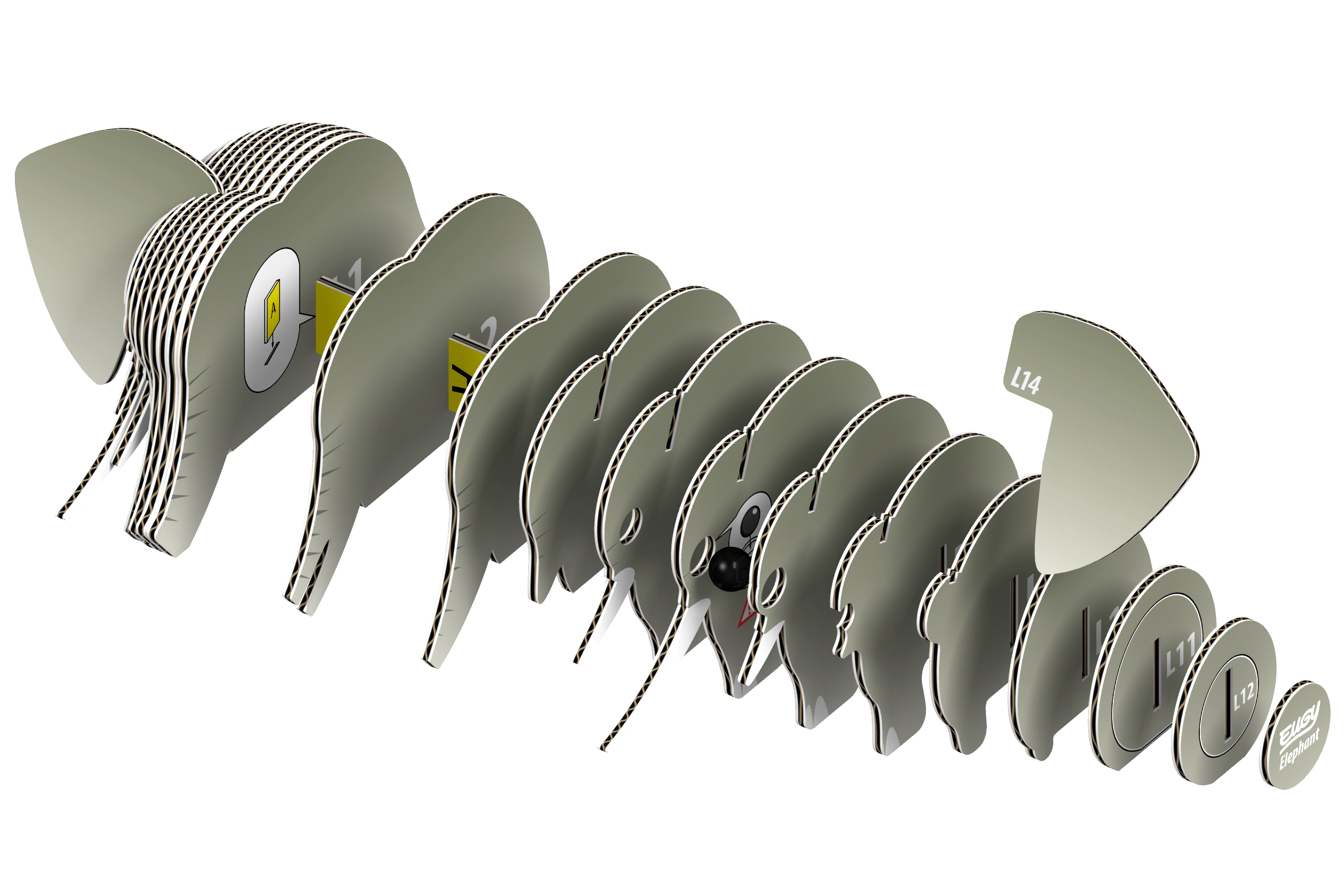 EUGY Elephant 3D Puzzle - contains 28 puzzle pieces