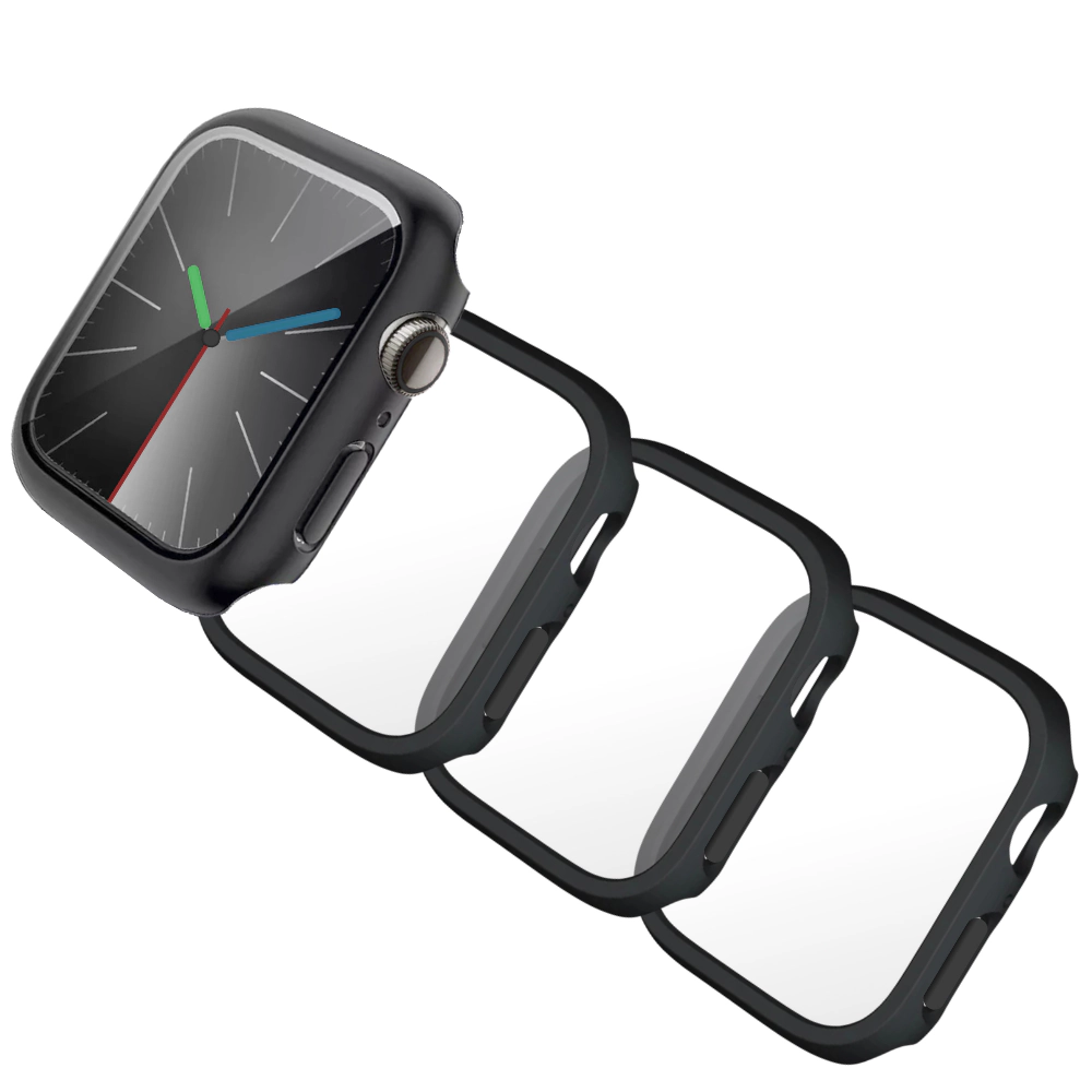 Qixxronics for Apple Watch Series 1/2/3 (38mm) Case, Built-in Tempered Glass Screen Protector 4PCS