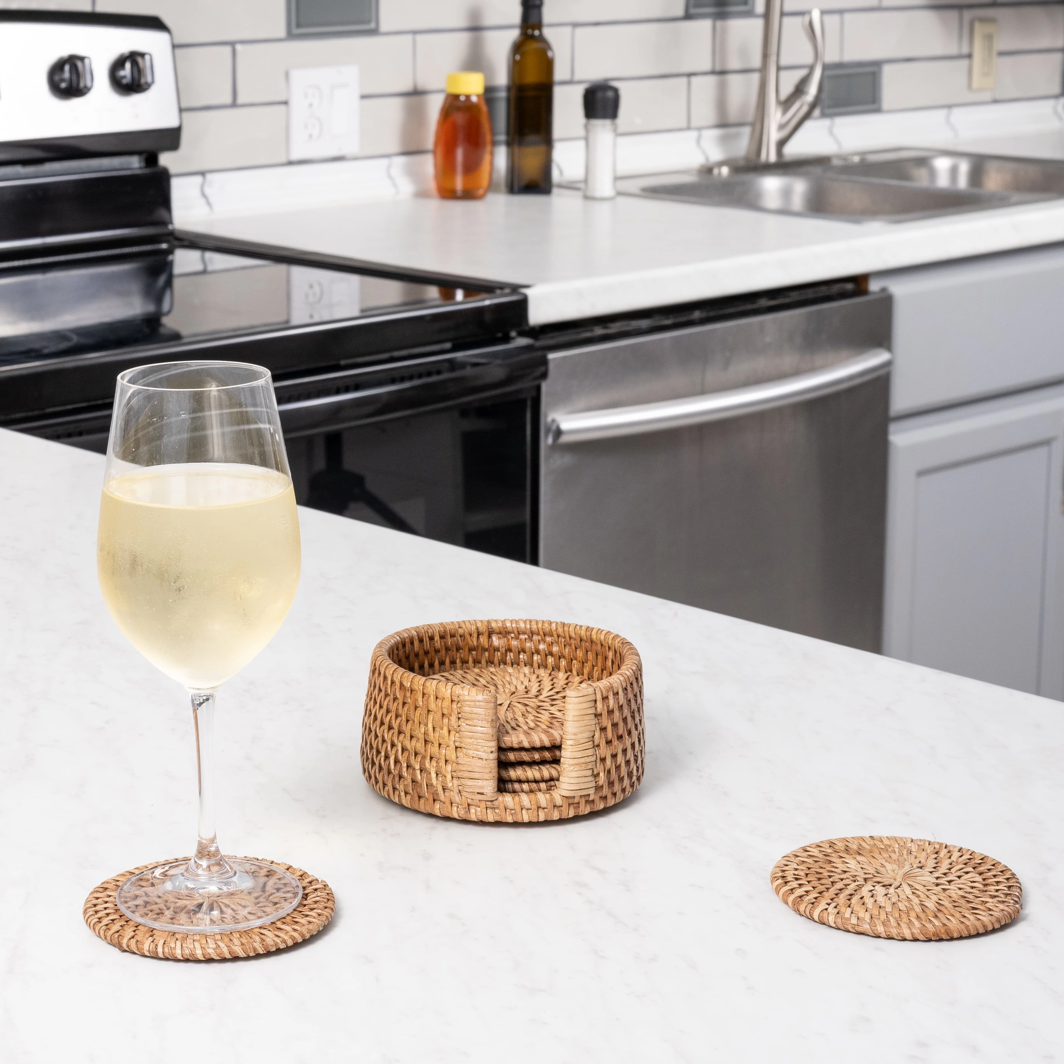 Saboga Home™ Round Coasters with Box - 7 Piece Set