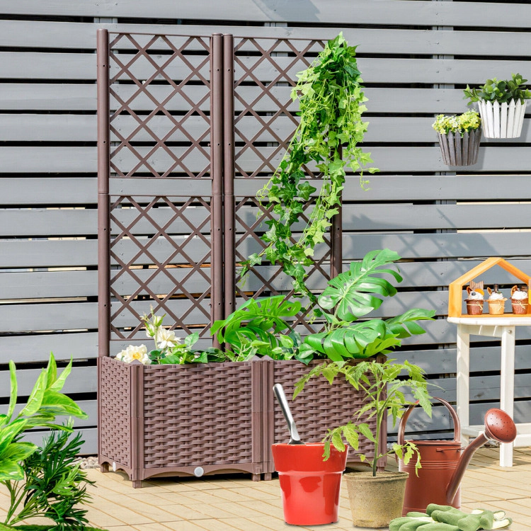 Hivvago Raised Garden Bed with Trellis Planter Box for Climbing Plants
