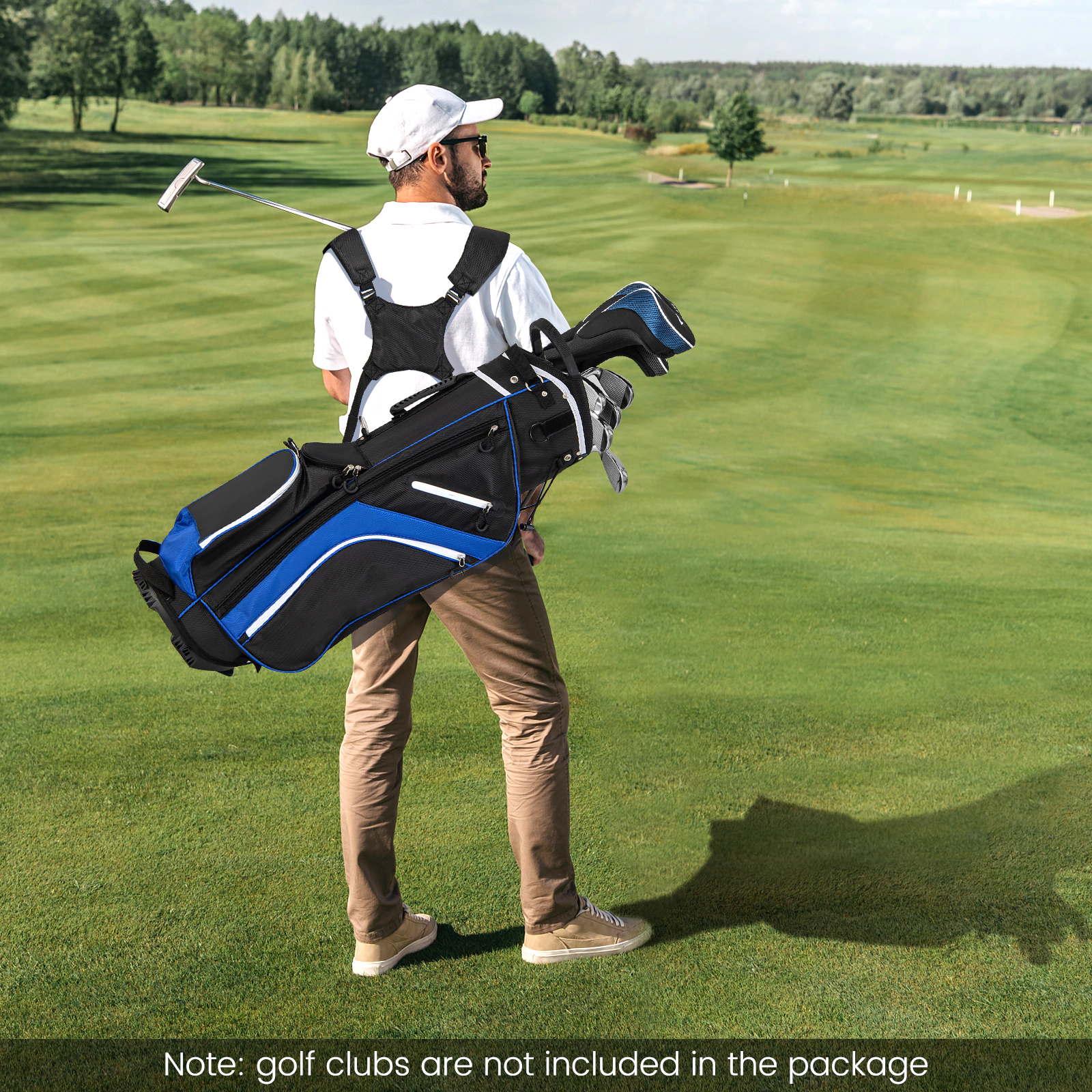 SUGIFT Blue 14-Way Top Dividers 6 Pockets and Hip Cushion Lightweight Golf Stand Bag