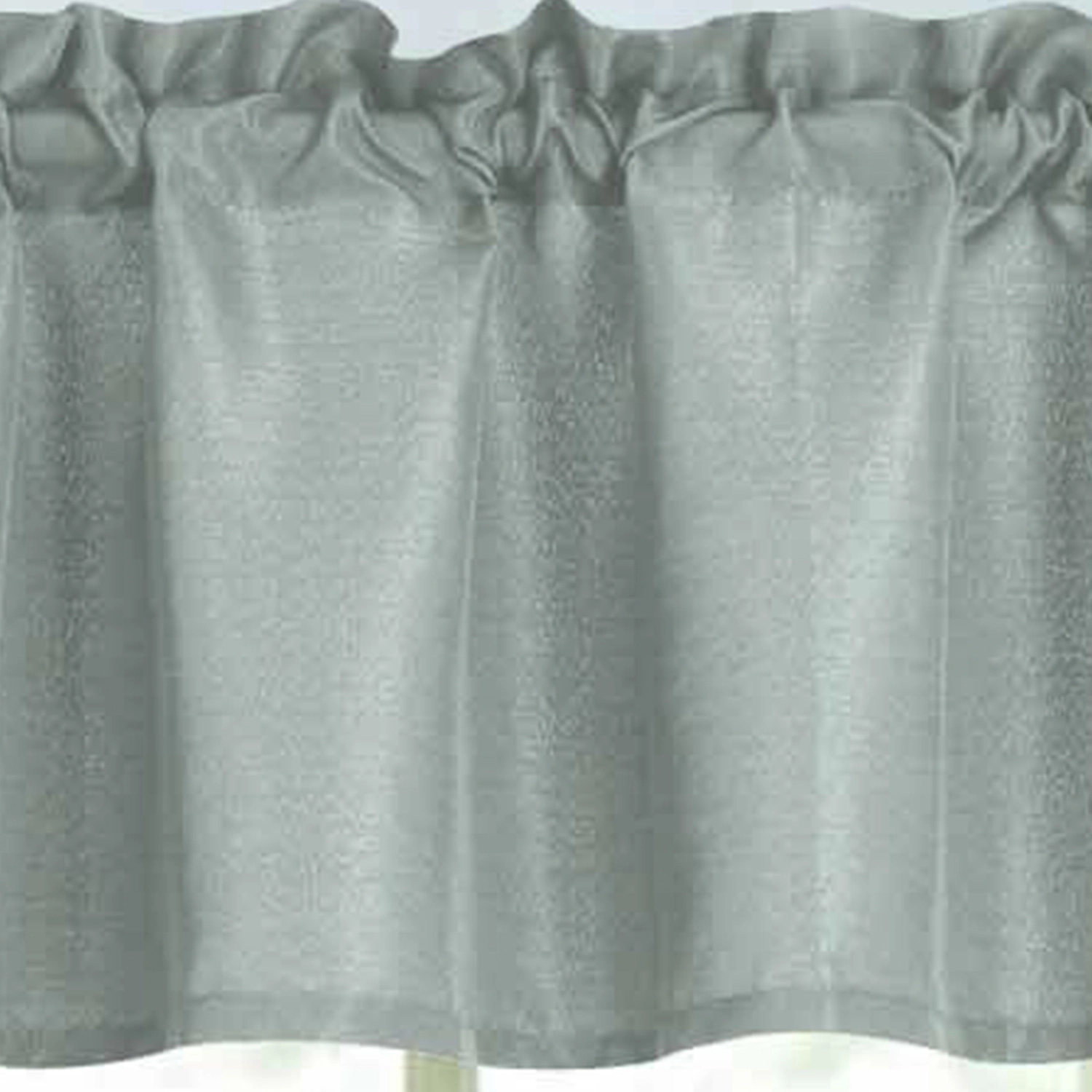 RT Designers Collection 100% Polyester Gibson Solid 3 Piece Kitchen Curtains Valance & Tiers Set 54" x 18" Silver