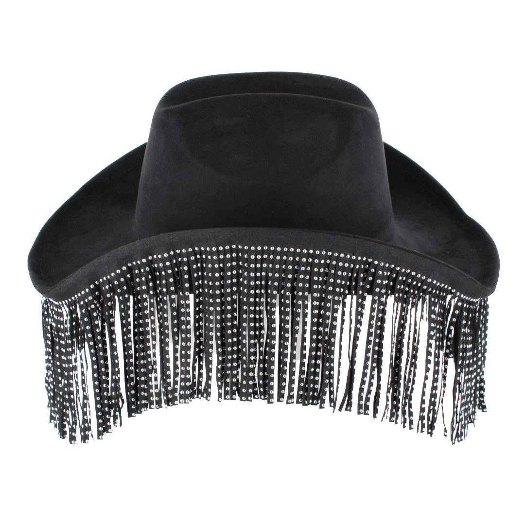 CTM® Women's Studded Fringe Western Cowboy Hat