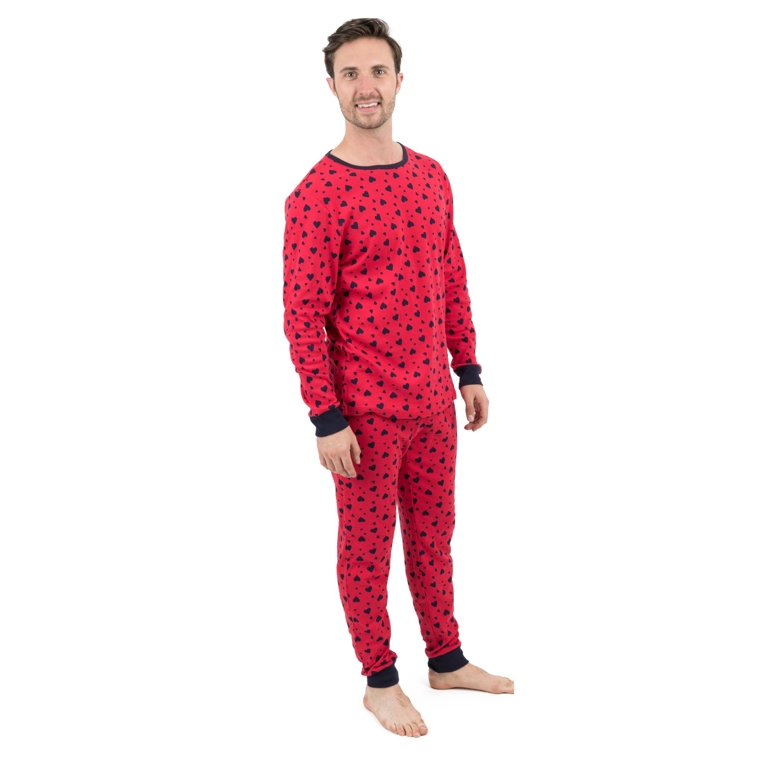Leveret Men's 2-Piece Cotton Snug Fit Valentine Hearts Pajama Set