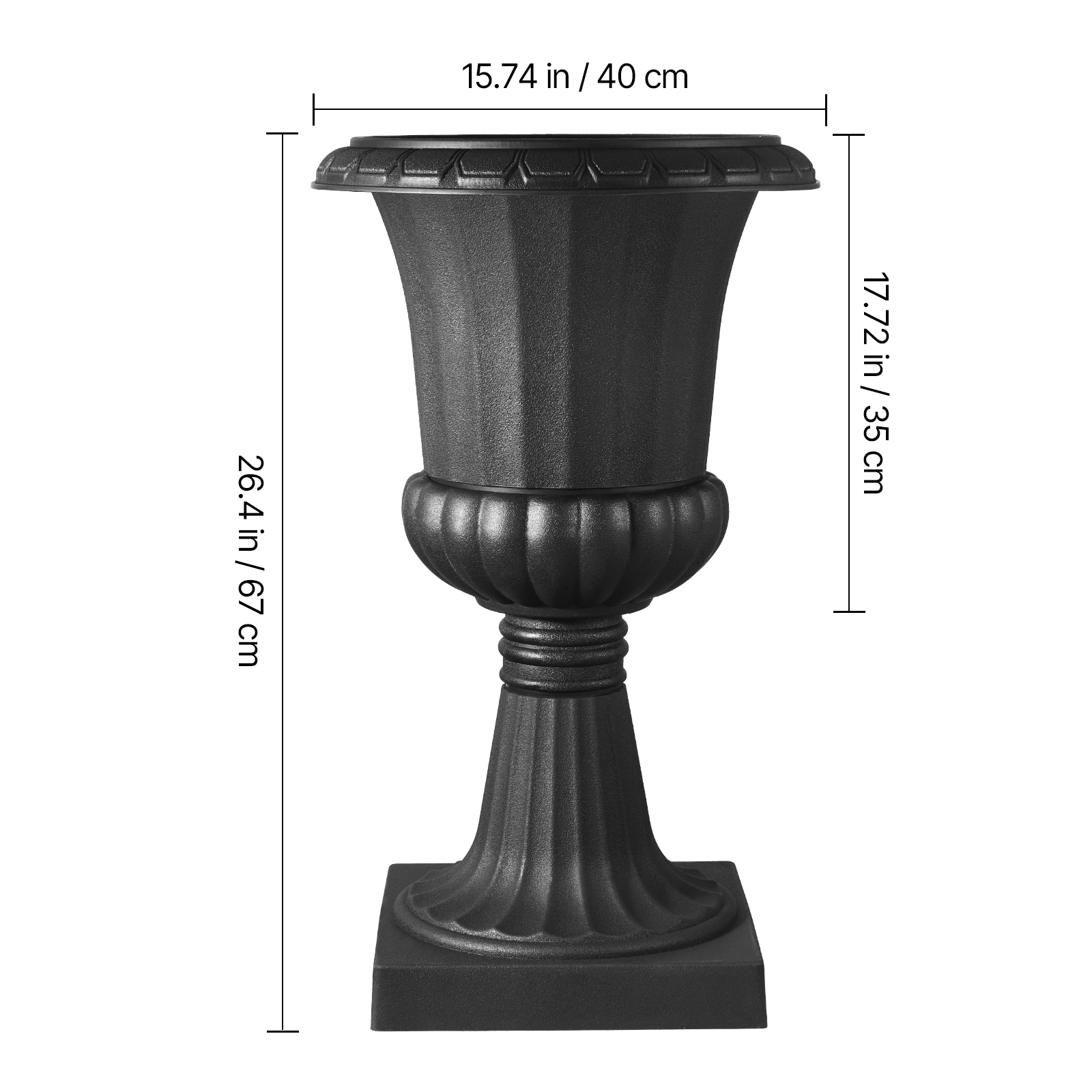 HONGGE Plastic Urn Planters 2 Pack Classic Flower Pots Front Porch Planters Indoor & Outdoor Vase for Wedding Party