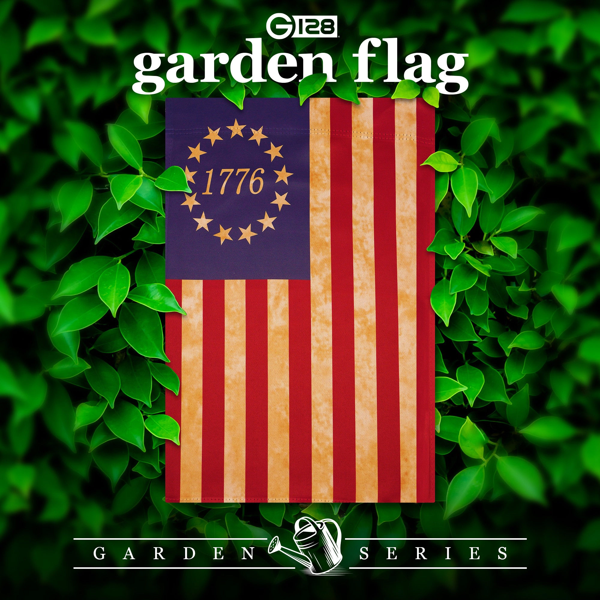 G128 Betsy Ross 1776 Tea Stained Garden Flag 12x18in Double-Sided Blockout Polyester