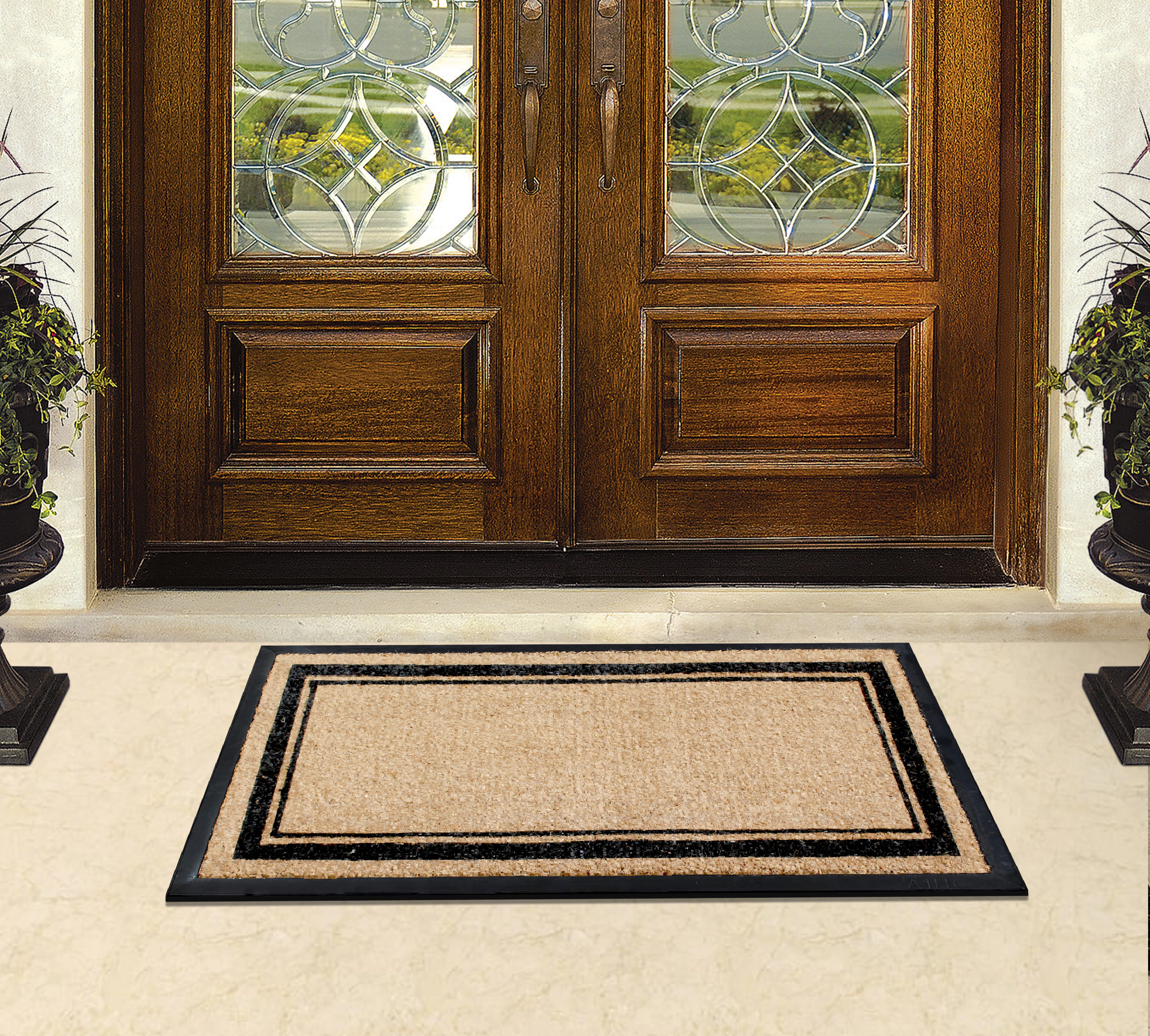 A1HC Coir and Rubber Door Mat 24x48 Inches Heavy Duty Non-Slip Durable Markham Classic Border