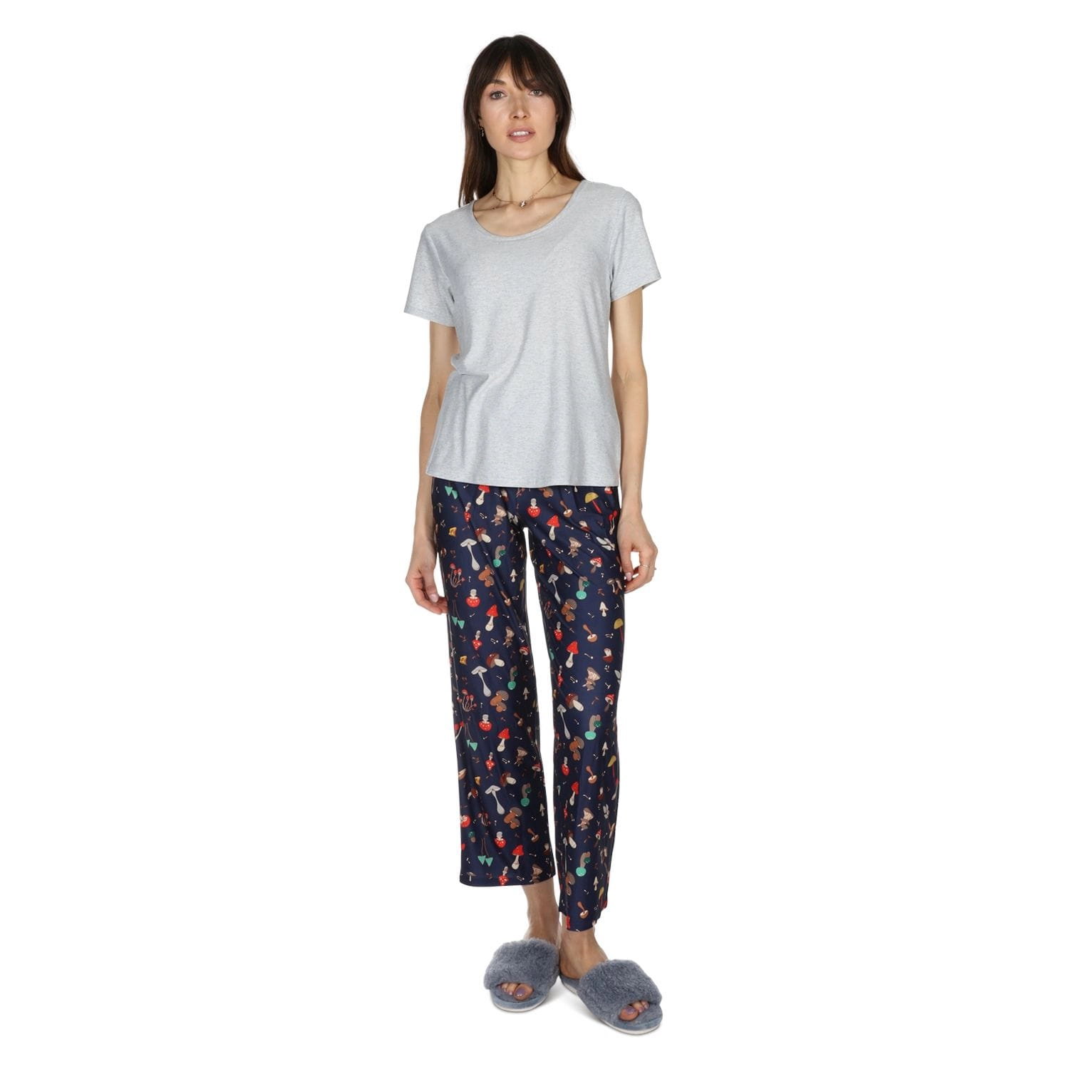 MeMoi Women's Mushrooms Two Piece Pajama Set a Bag