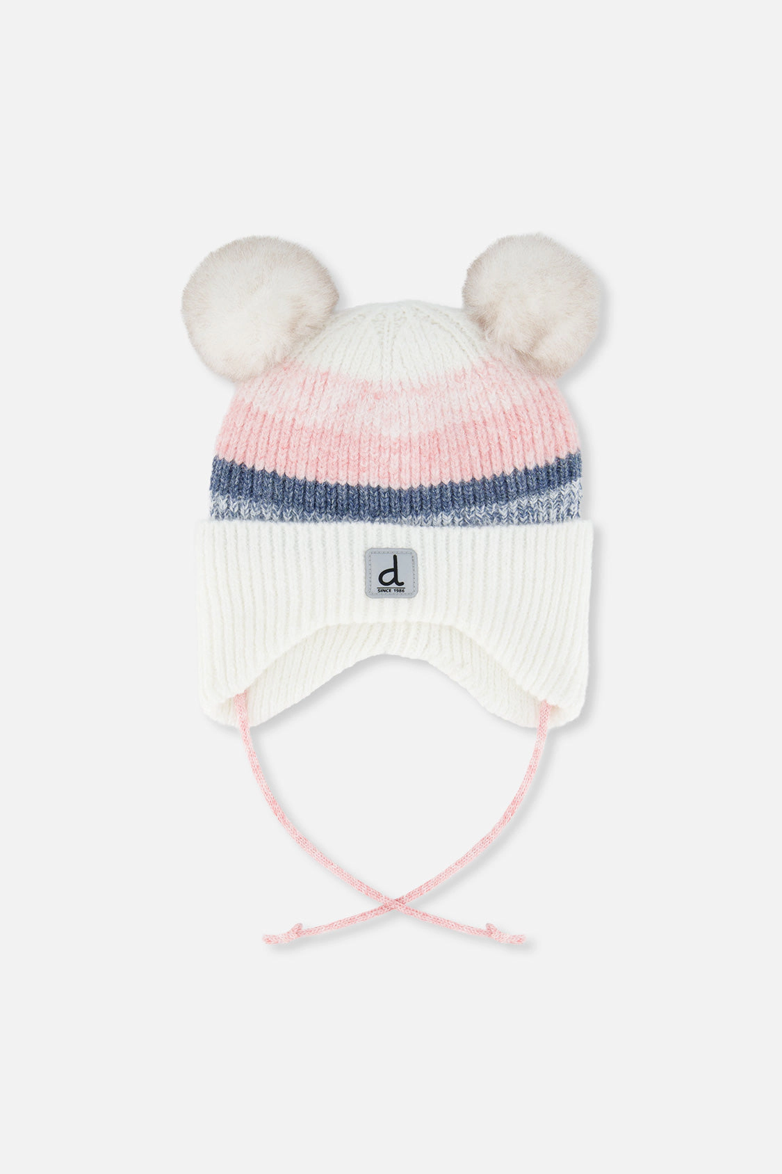 Deux par Girls Winter Knit Hat with Ear Flaps and Pompoms