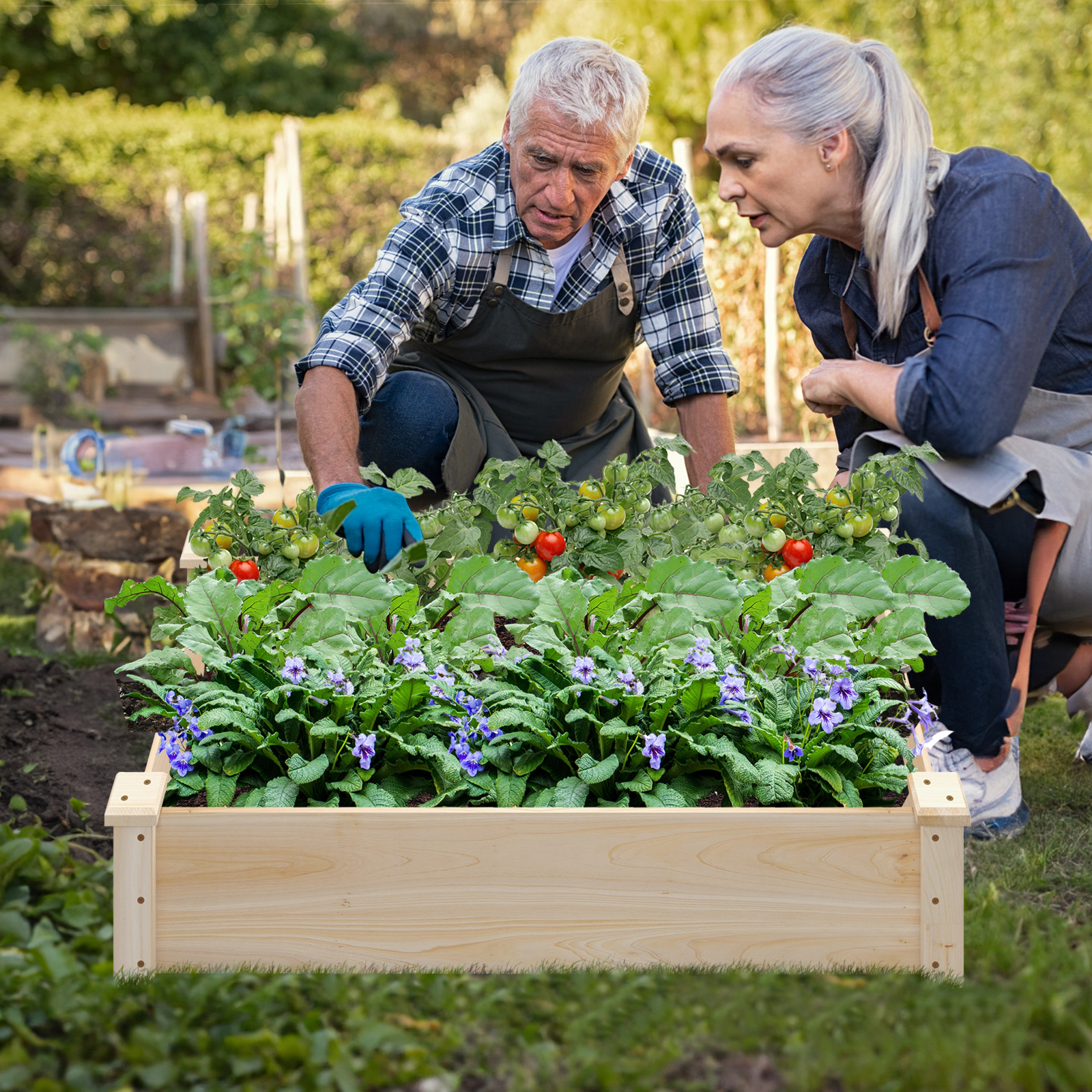 SlickBlue Open Bottom Wooden Planter Box for Vegetables and Flowers