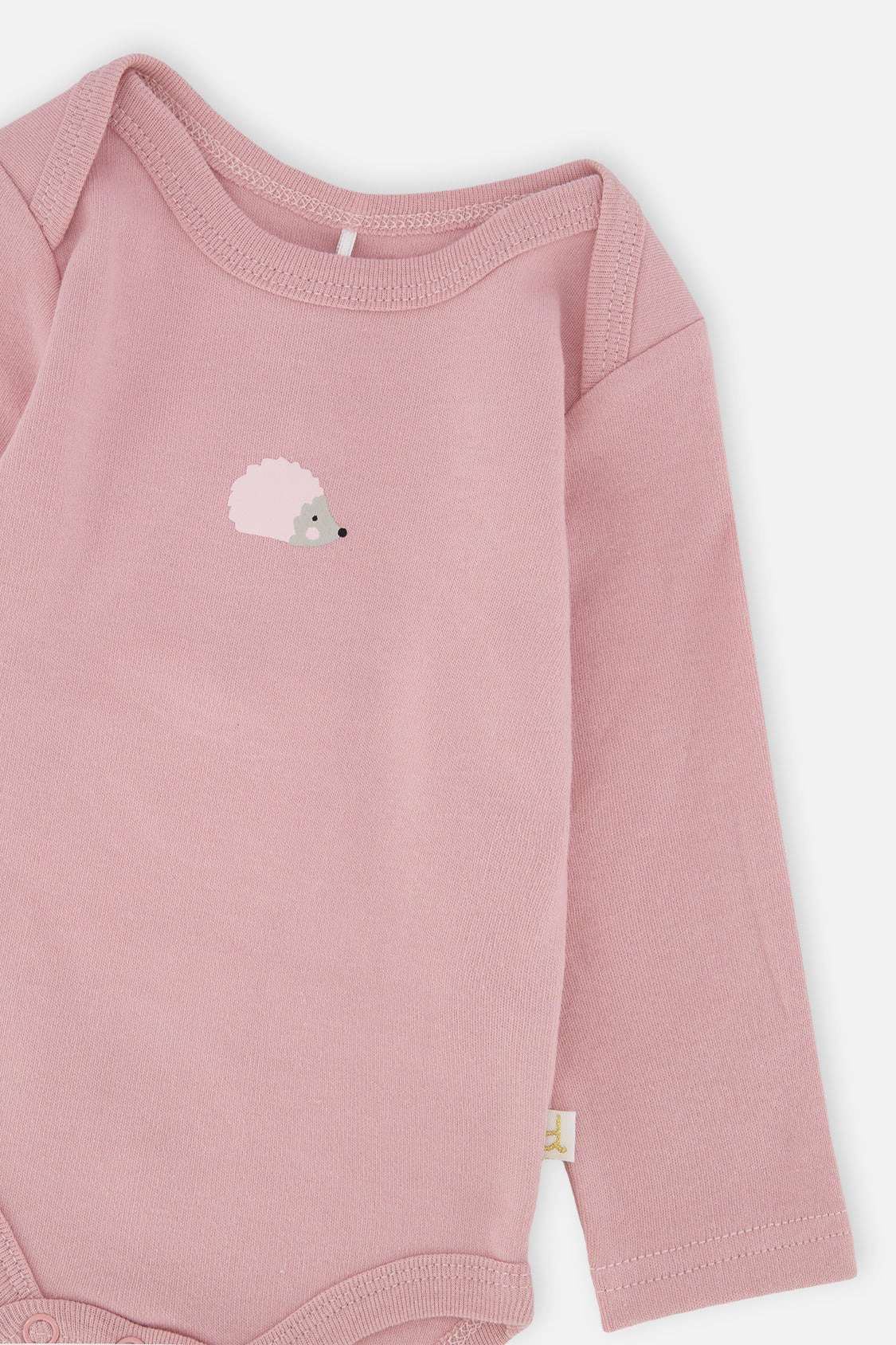 Deux par Girls Organic Cotton Long Sleeve Hedgehog Detail Onesie