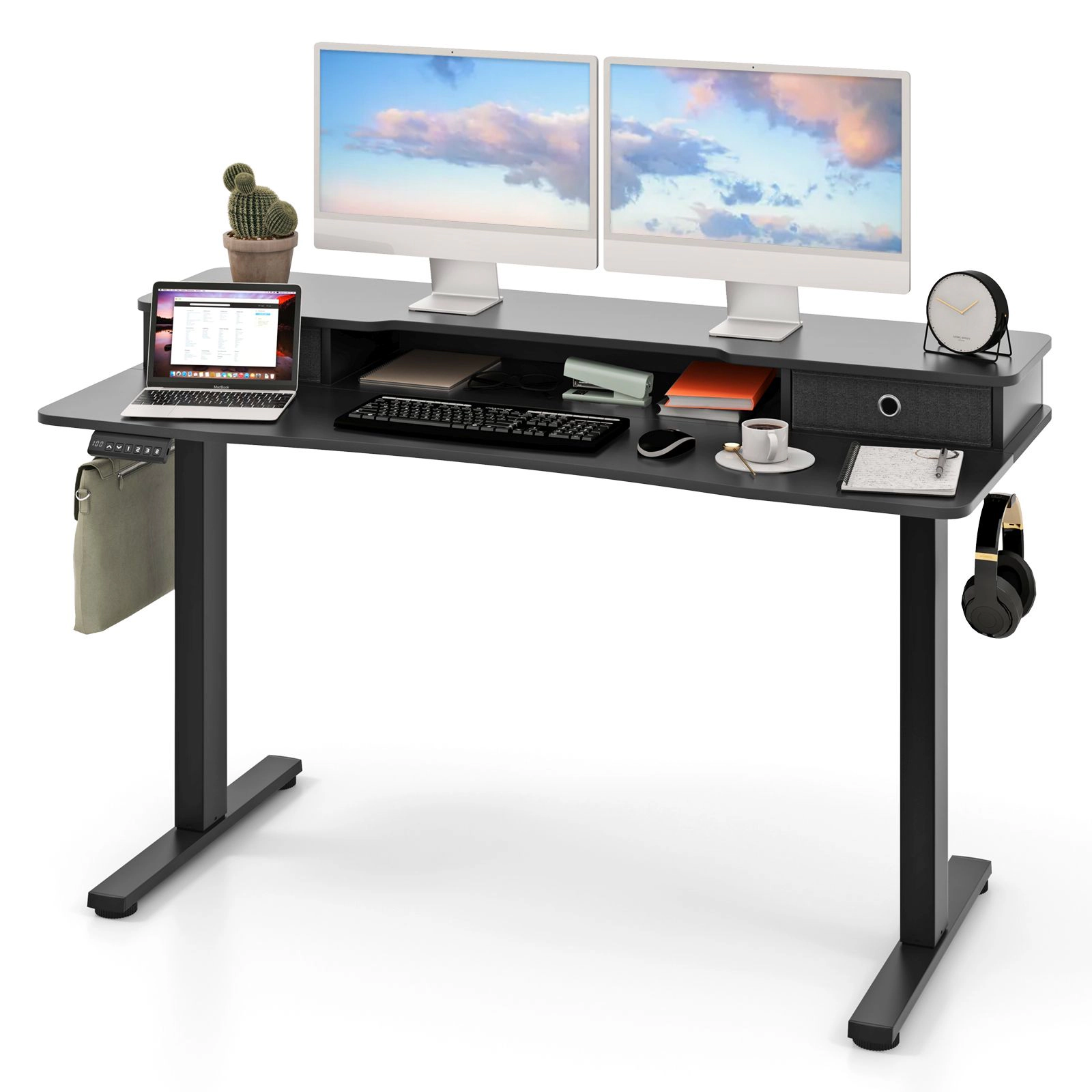 SlickBlue Electric Sit Stand Desk with Dual Drawer Storage