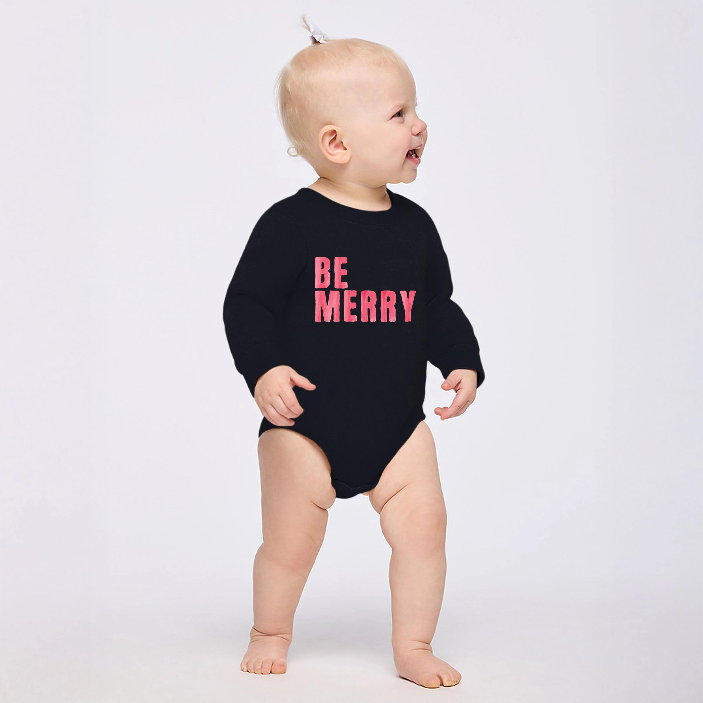 The Juniper Shop - Infant Fleece BodySuit Be Merry Watercolor