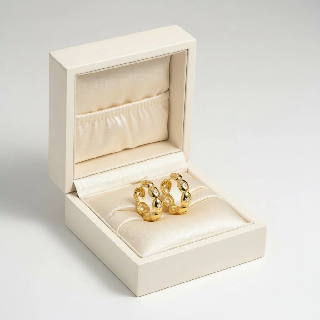 DressAtR Women's Round Zircon Gold Tone Stud Earrings