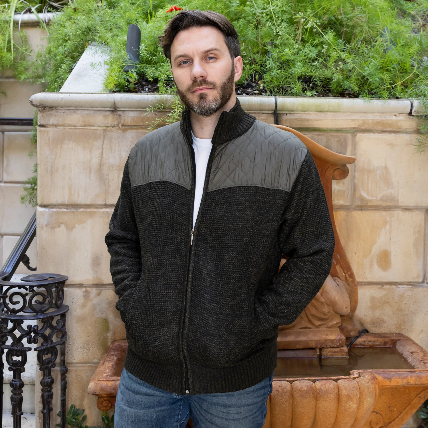 Gioberti Men's Knitted Regular Fit Full Zip Cardigan Sweater With Soft Brushed Flannel Lining