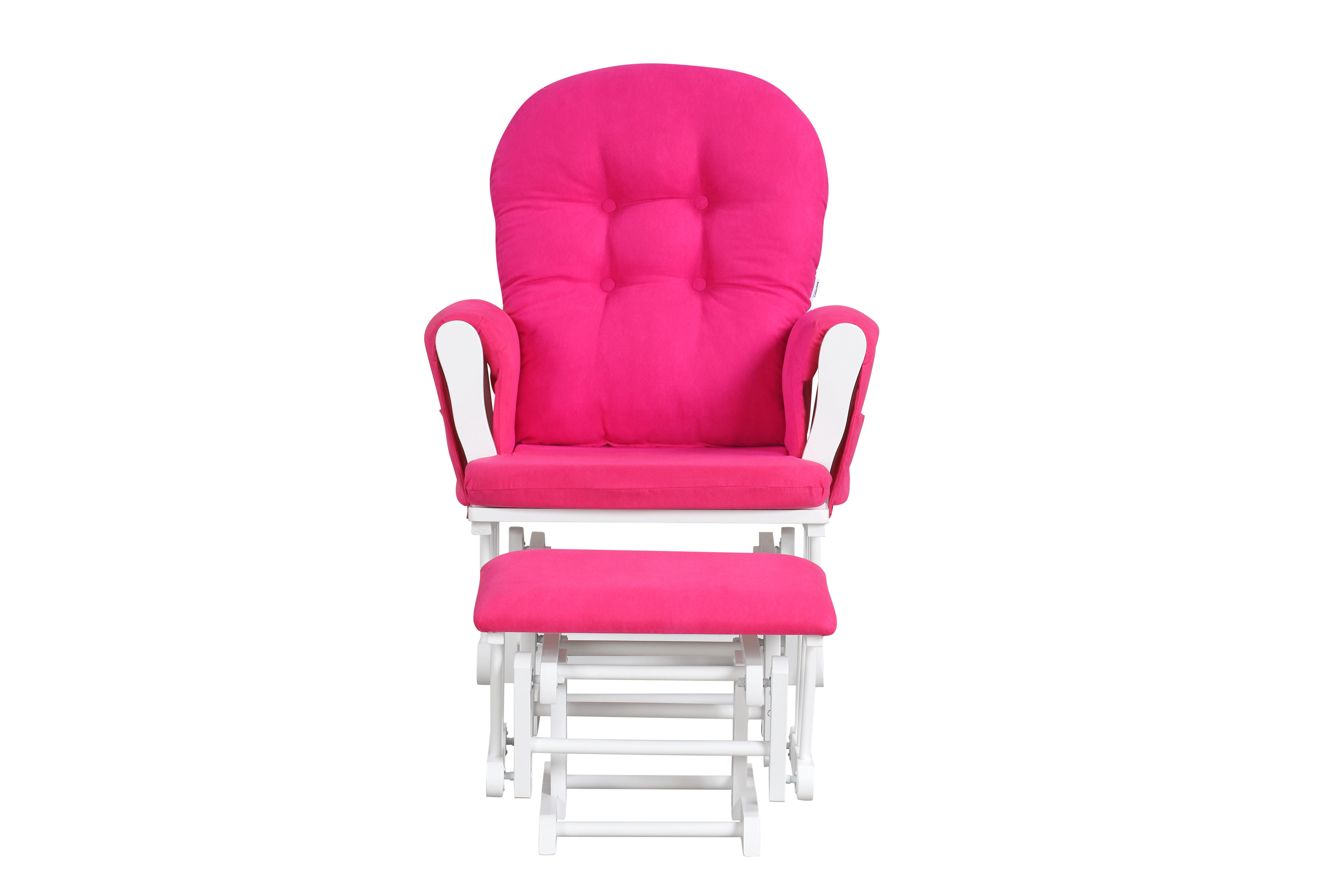 LJG Wood Glider and Ottoman Set with Padded Armrests Detachable Cushion
