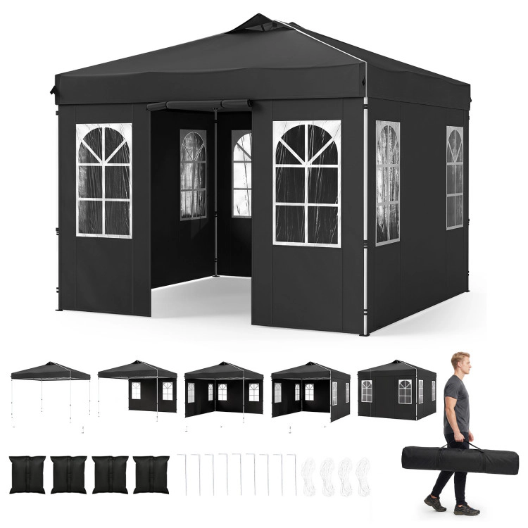 Hivvago 10 x FT Pop Up Canopy Tent with 4 Sidewalls and Adjustable Height Waterproof