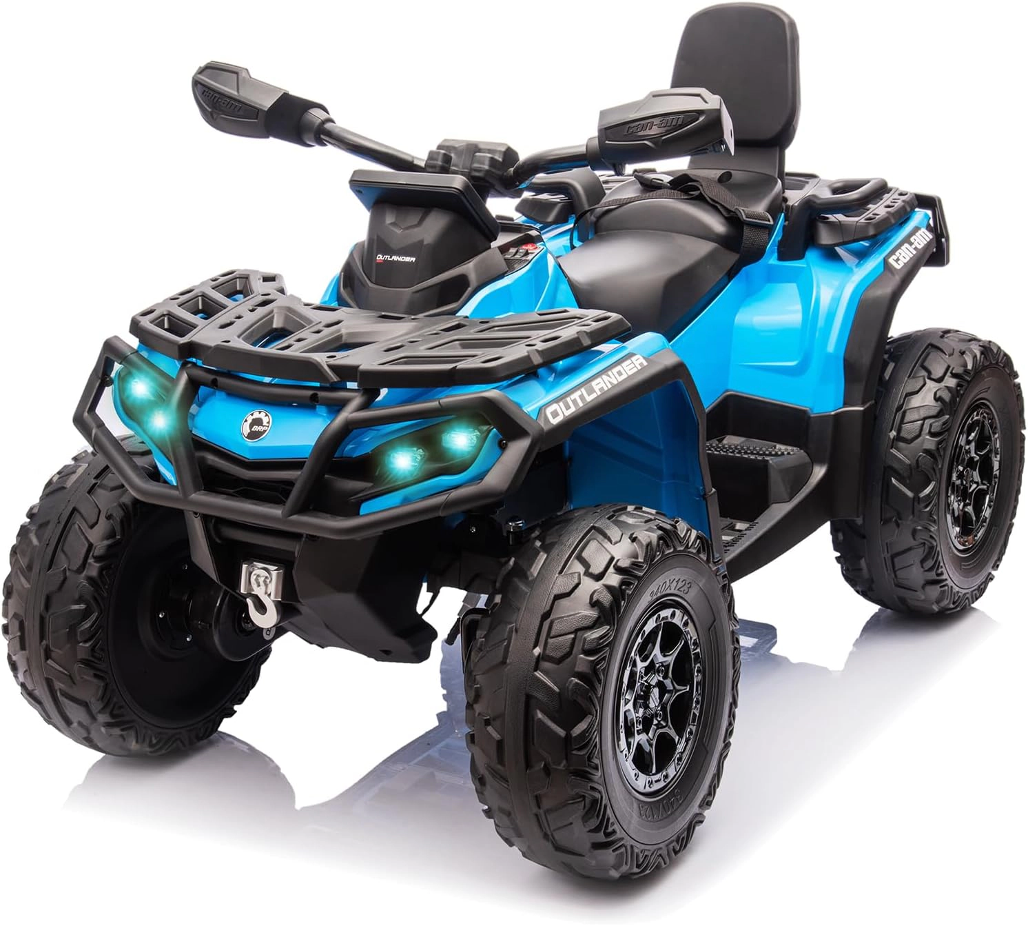 Enjyam 24V Licensed Can-Am Kids Ride On ATV, 2-Seater 4WD Electric ATV Car w/ Bluetooth, LED Lights, 3 Speeds