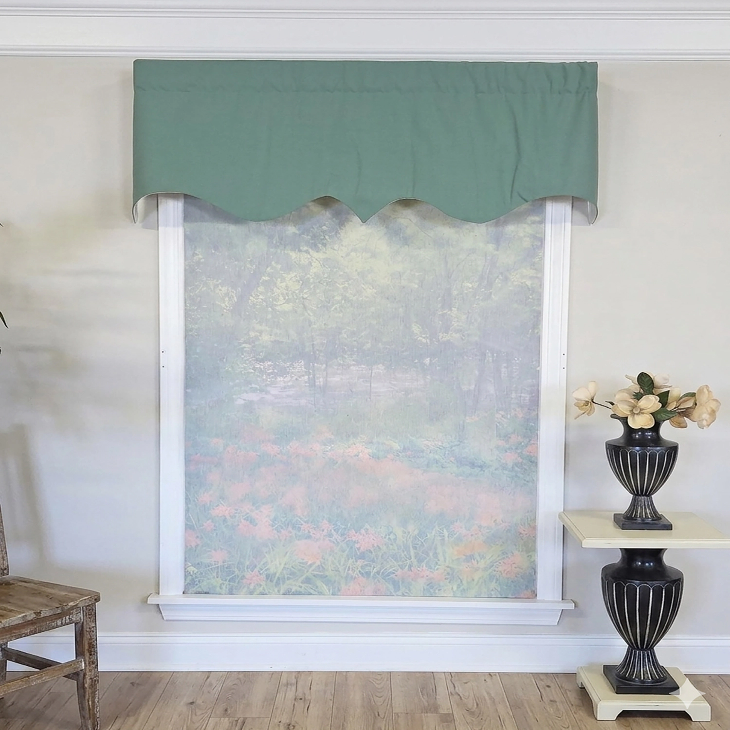 RLF Home Soft Duck Regal Window Valance 100% Cotton Lined Rod Pocket 50" x 17" Green