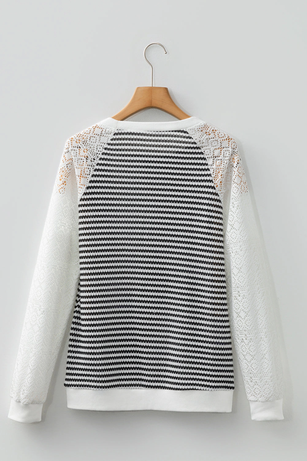 Threaded Pear Women's Taylor Hollowed Lace Patchwork Long Sleeve Top