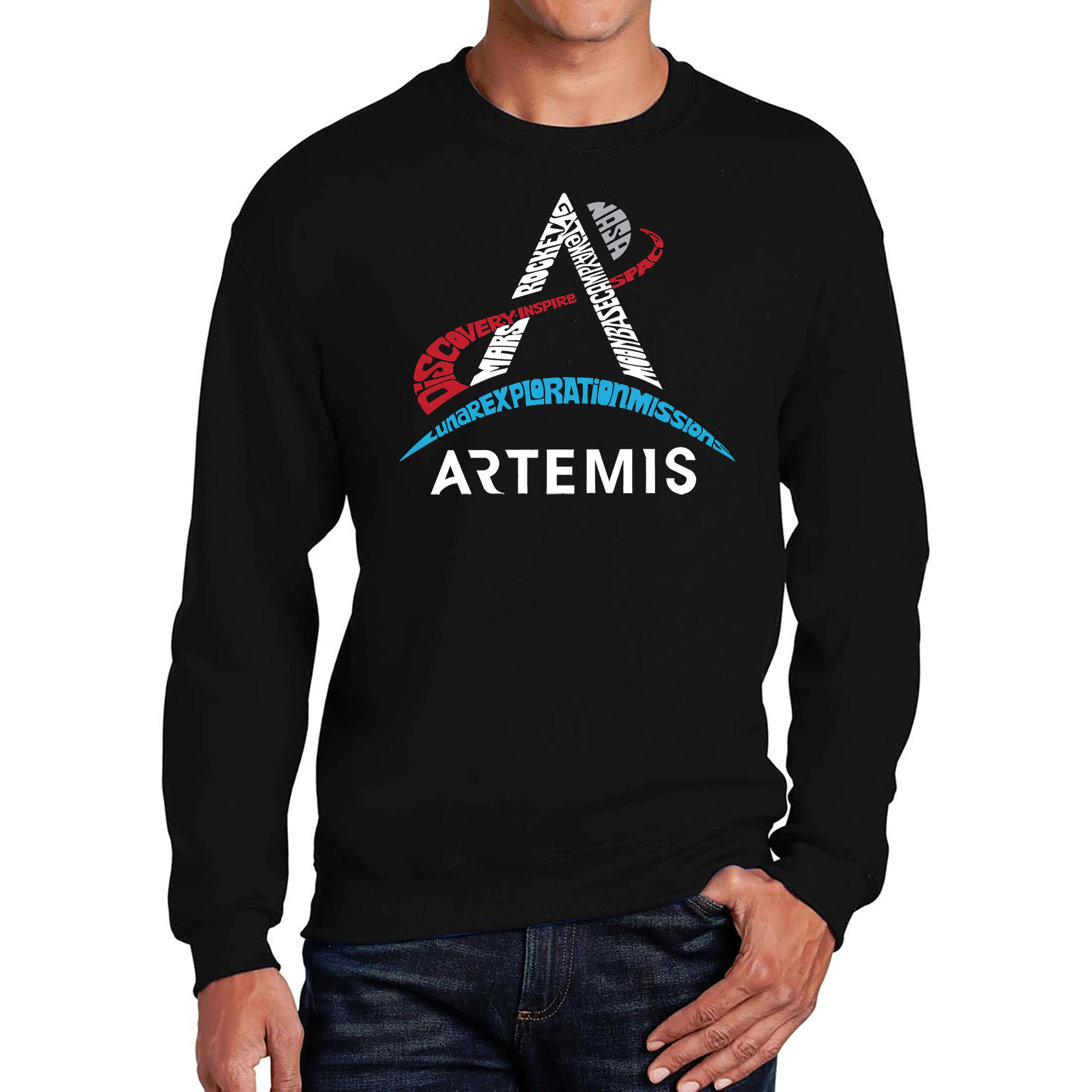 LA Pop Art NASA Artemis Logo - Men's Word Crew Sweatshirt
