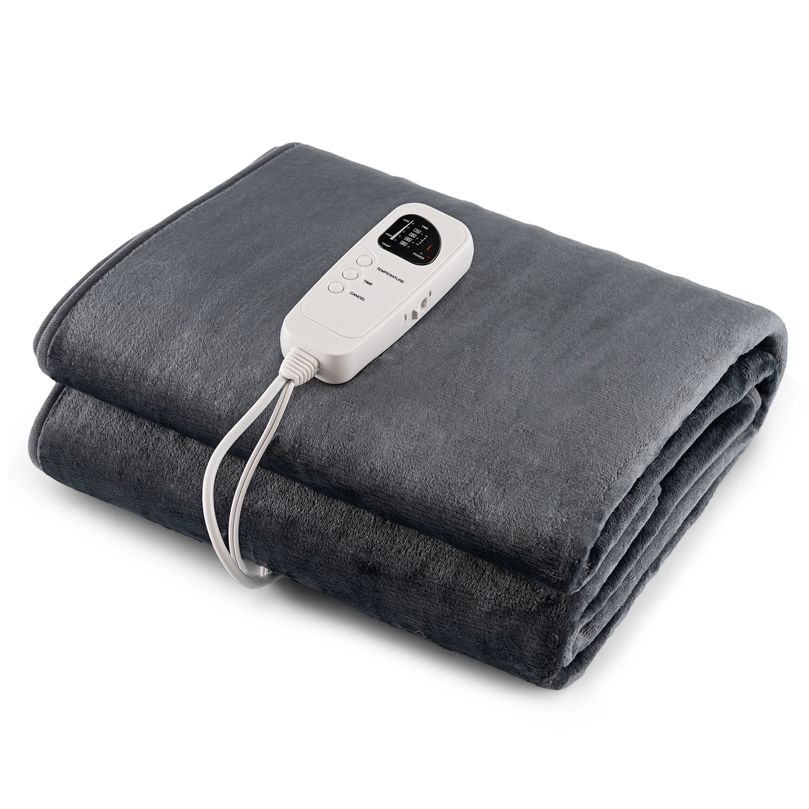SUGIFT Twin Size 5 Heat Levels 8-Hour Auto Off Flannel Electric Heated Mattress Pad 71-in x 30-in 120V 71W Gray