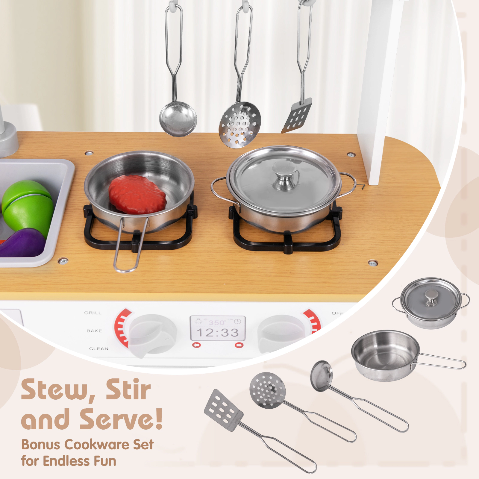 Hivvago Toddler Pretend Play Kitchen Toy with Stove for 3+ Boys and Girls