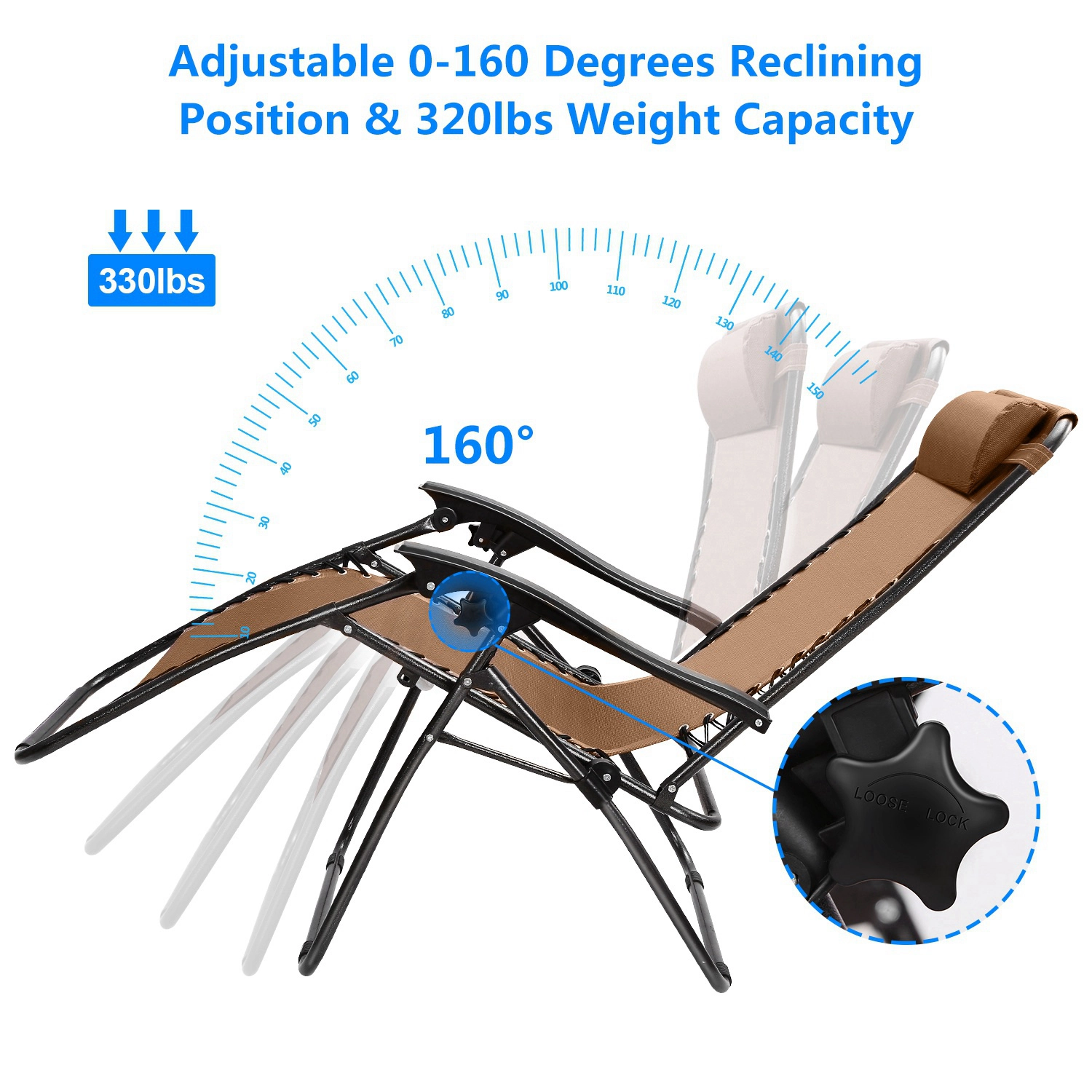 GBruno 2-Pack Zero Gravity Lounge Chair With Side Tray