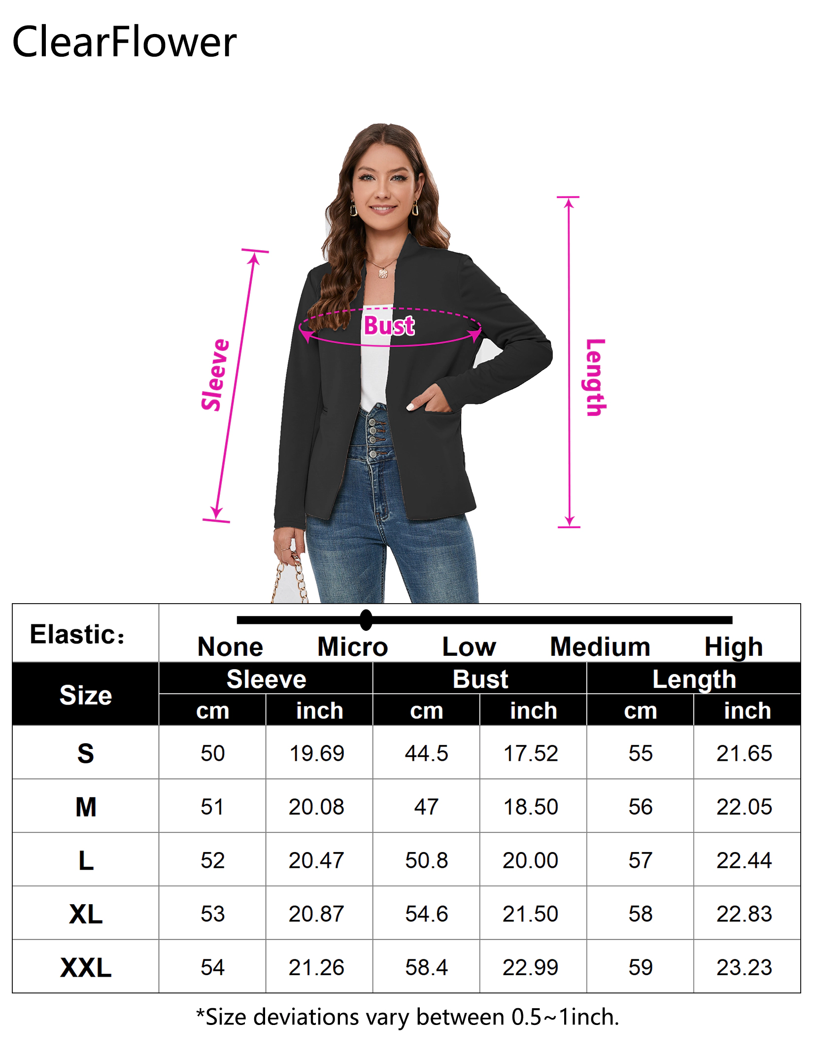 KOJOOIN Women Open Front Blazer Stand Collar Suit Jacket Lightweight Casual Work for Business Office