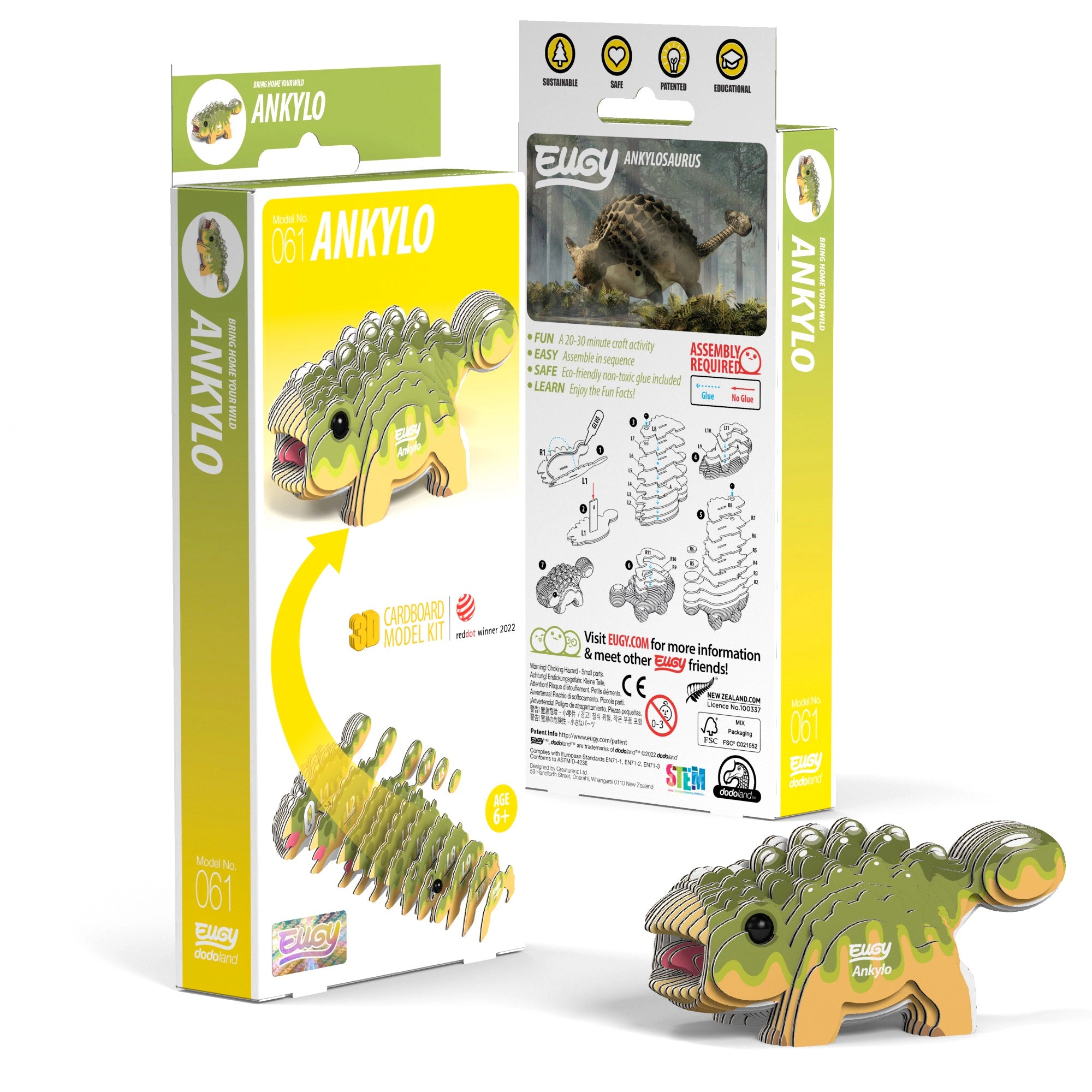 EUGY Ankylo 3D Puzzle - contains 26 puzzle pieces